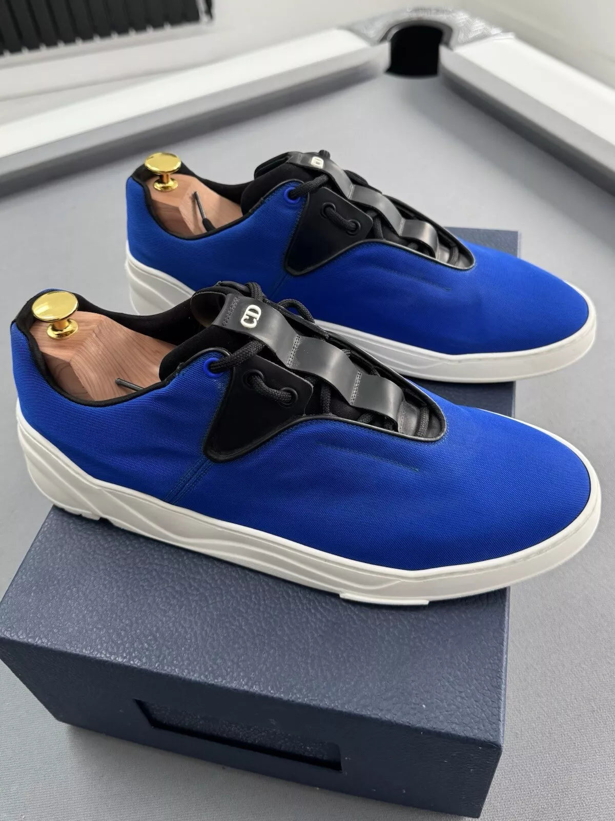 Dior Blue Canvas Runners B17 Lace Up Trainers - Size UK 11 (EU 45)