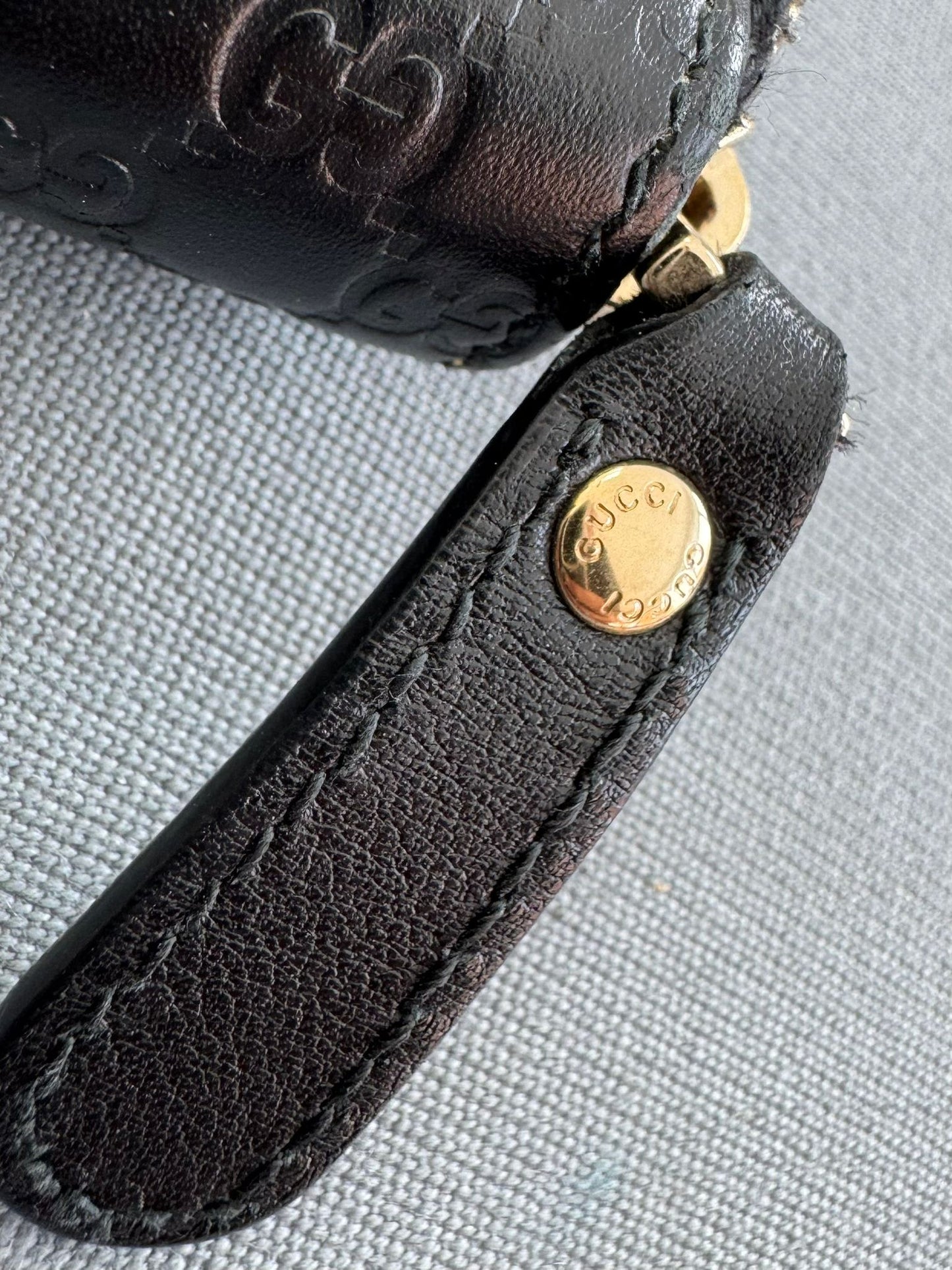 Gucci Micro Guccissima GG Black Leather Zip Around Purse