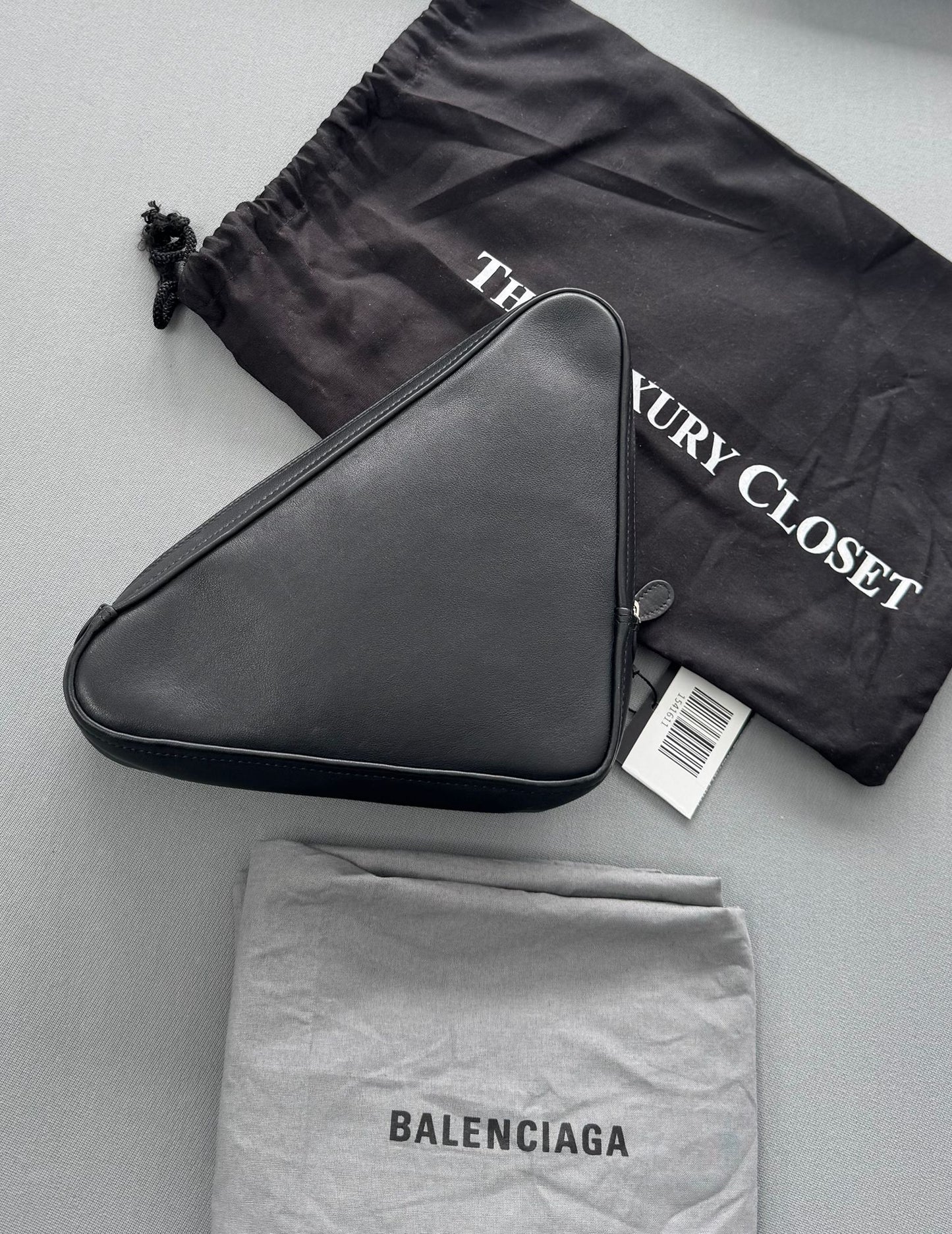 Balenciaga Triangle Black Leather Clutch Bag