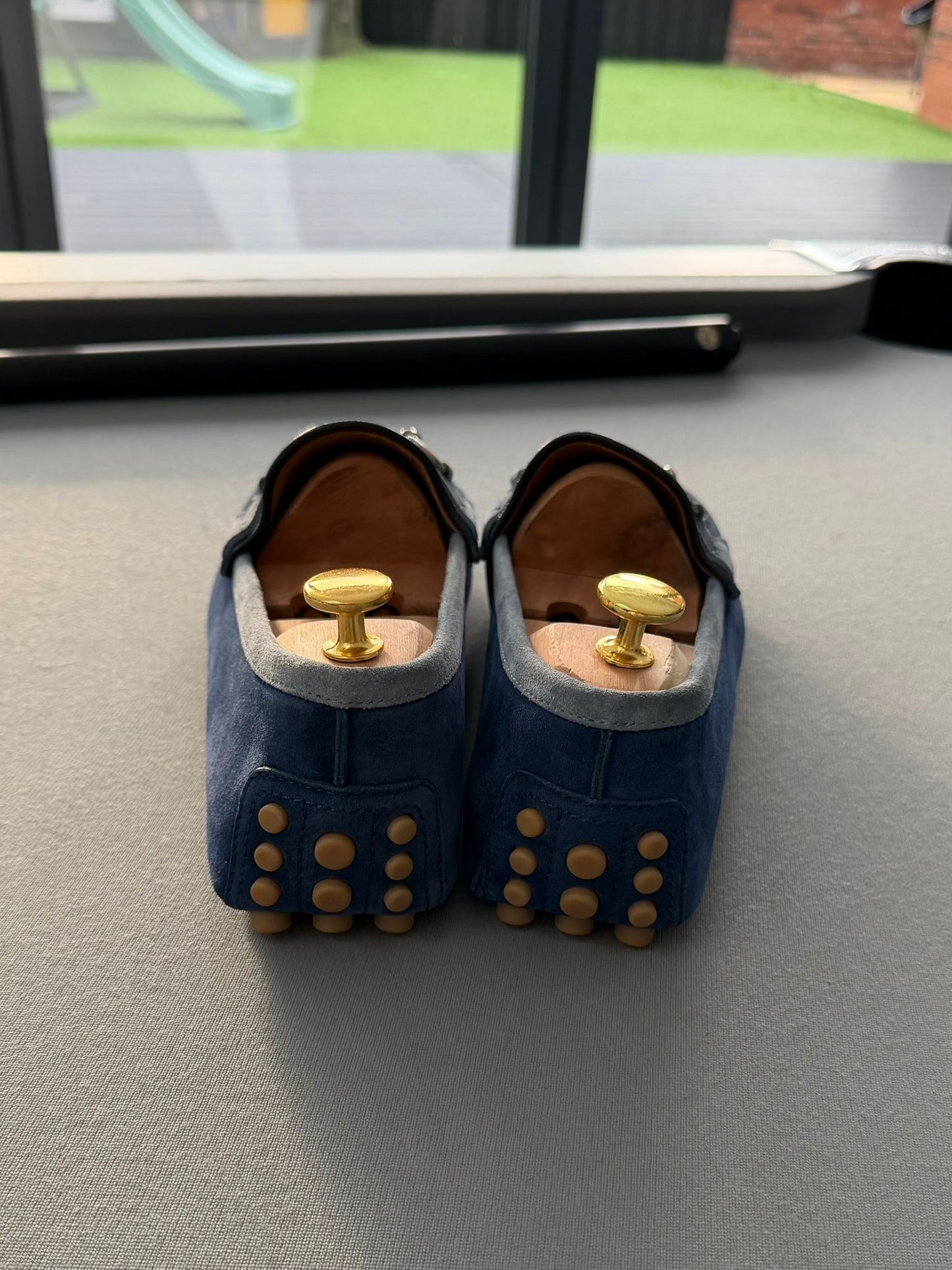 Gucci Navy & Blue Suede Loafers/ Moccasins - Size 9 (EU43)