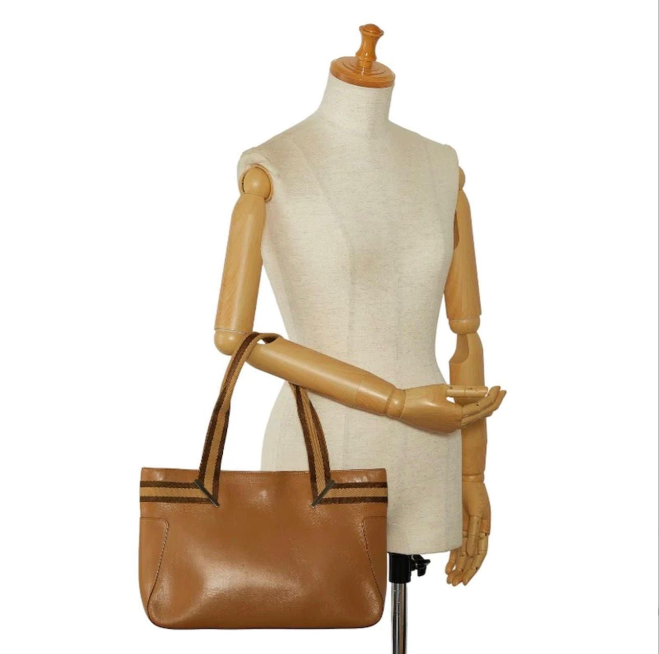 Gucci Tan Web Leather Tote