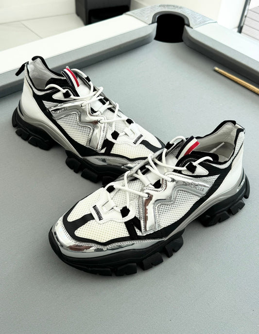 Moncler Leave No Trace White, Black & Silver Trainers - UK 11 - EU 45