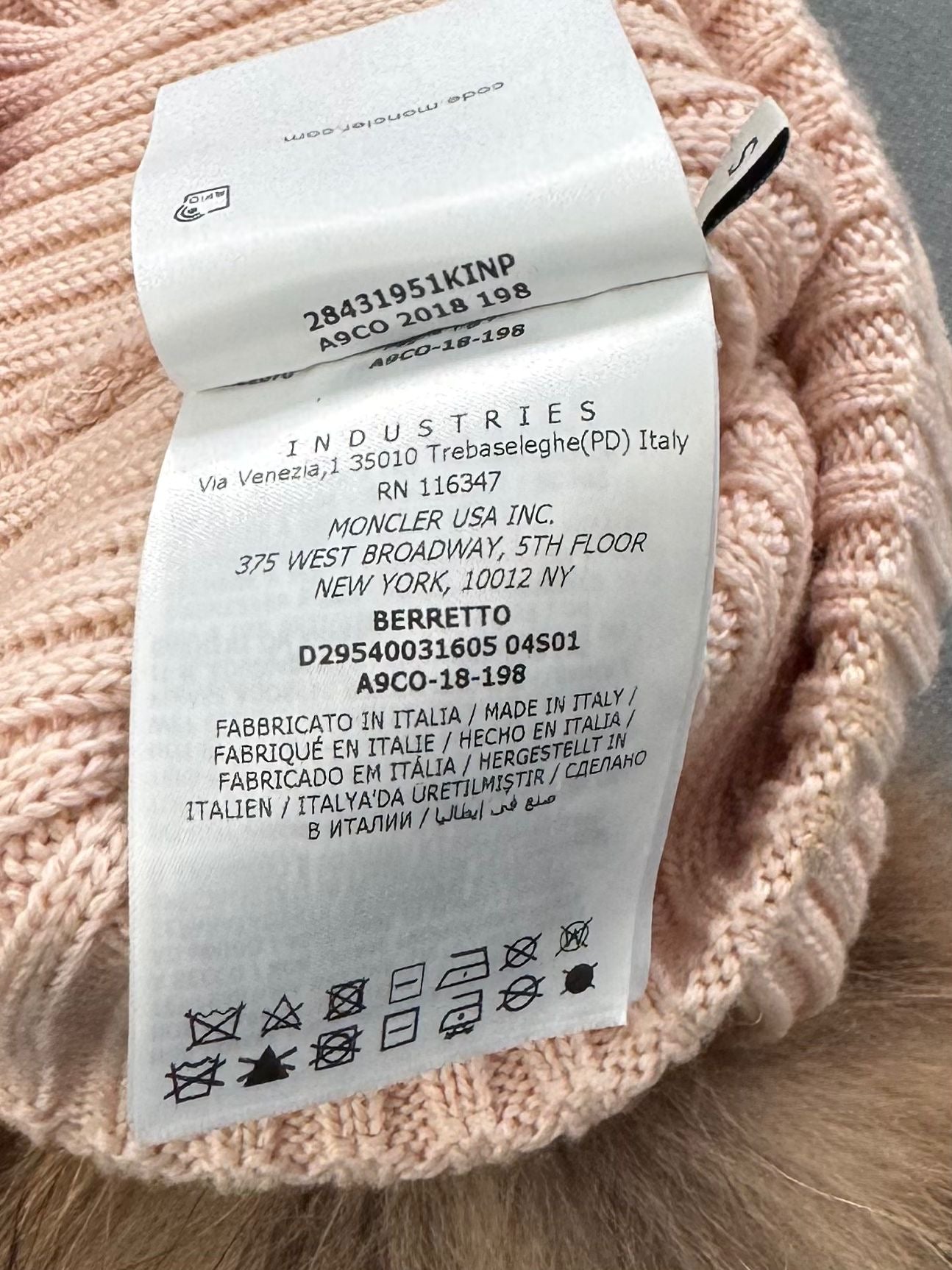 Moncler Light Pink Ribbed Knitted Wool Pink Pom Pom Beanie