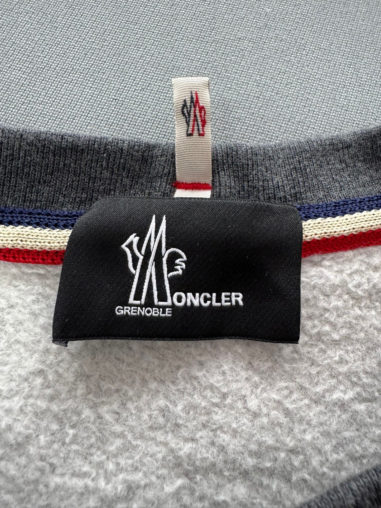 Moncler Grenoble Dark Grey Nylon Logo Sweatshirt - Size: XL (22''ptp)