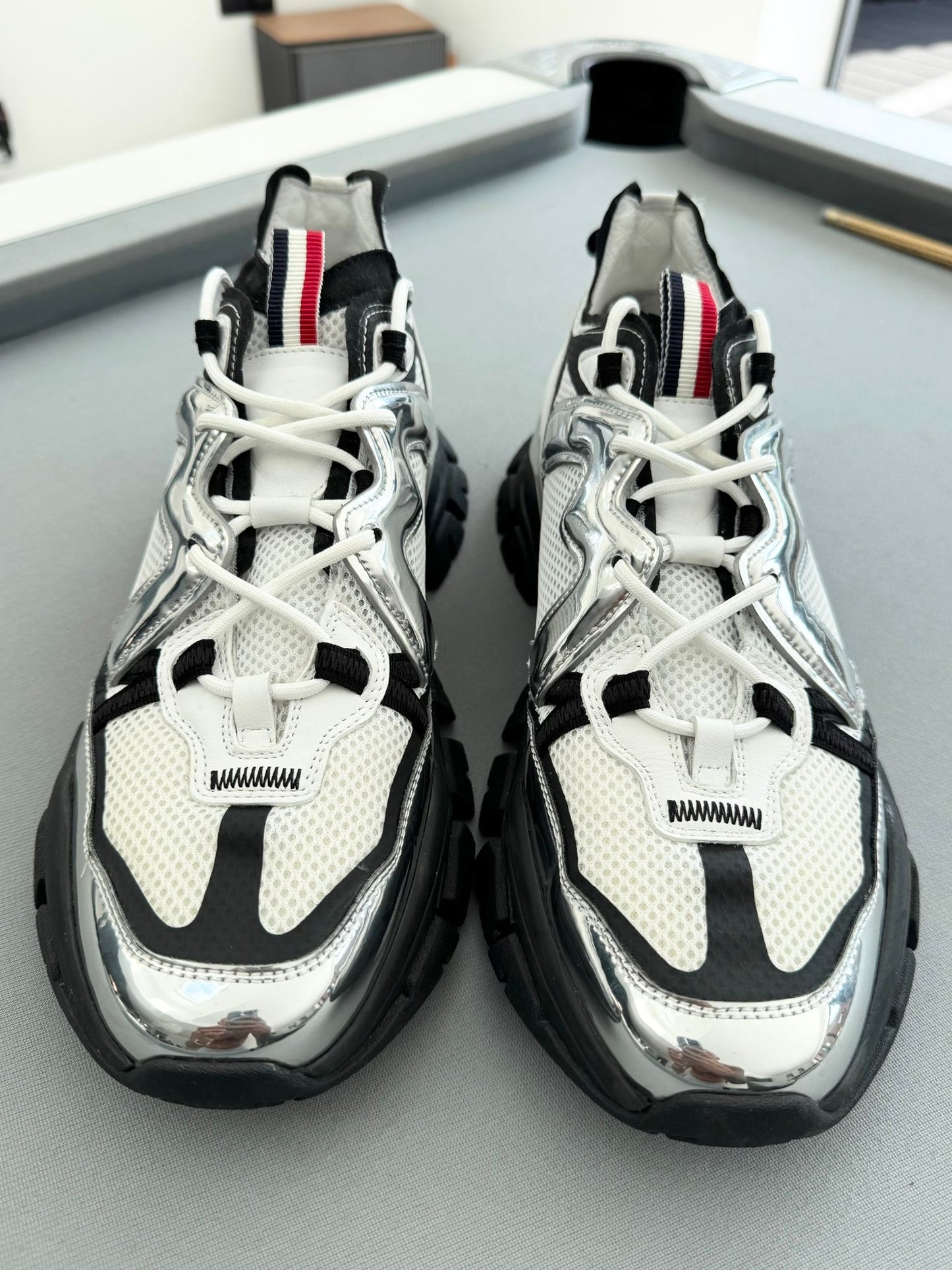 Moncler Leave No Trace White, Black & Silver Trainers - UK 11 - EU 45