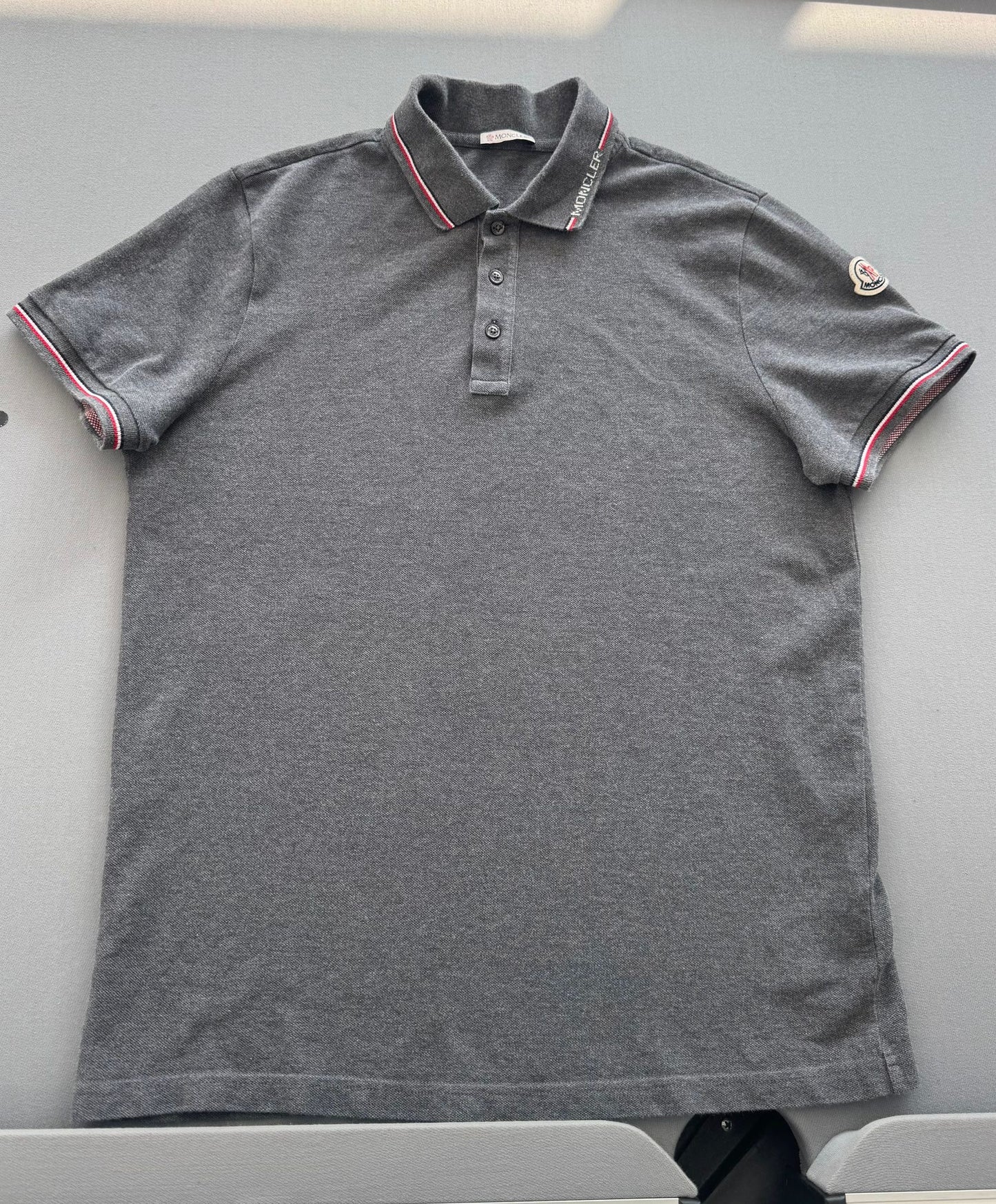 Moncler Dark Grey Polo - Large (21'' PTP)