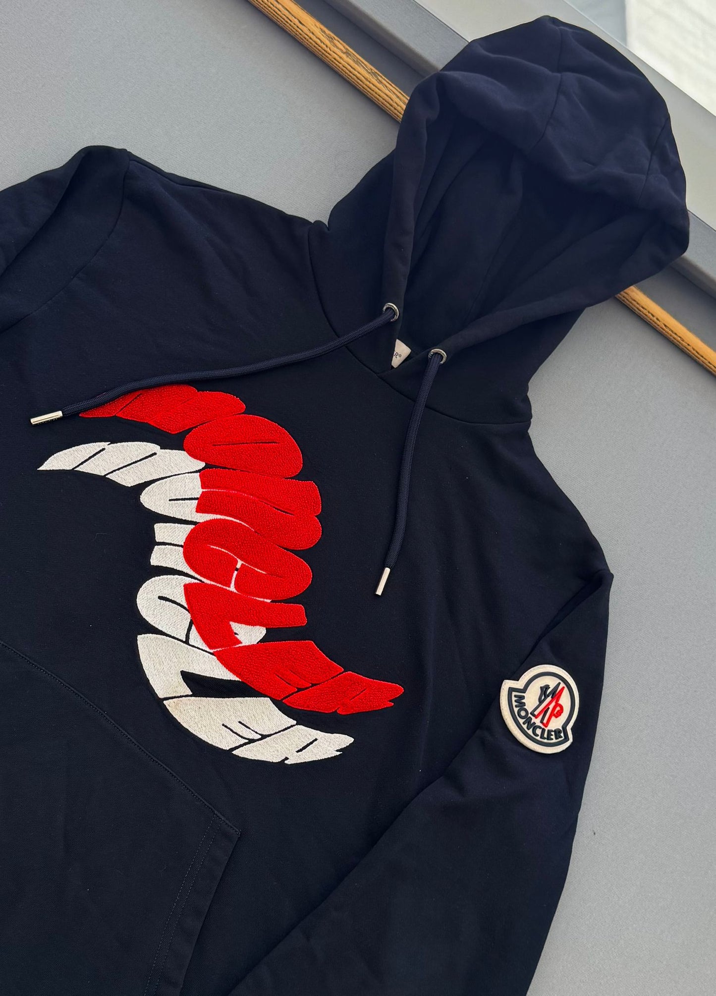 Moncler Wave Logo Hoodie - Navy - XXL - 25'' PTP