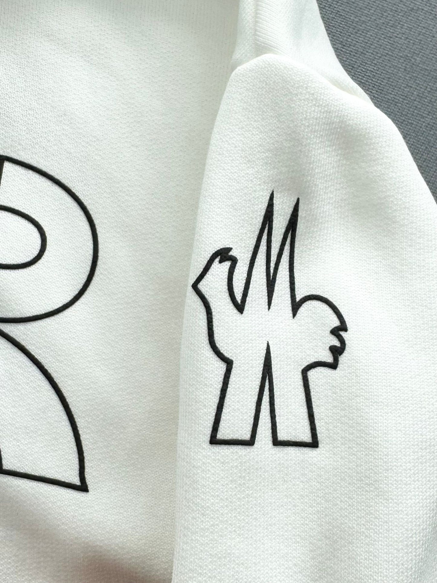 Moncler Shell-trimmed Ivory Grenoble Text Logo Hoodie - XS (UK 10-12)