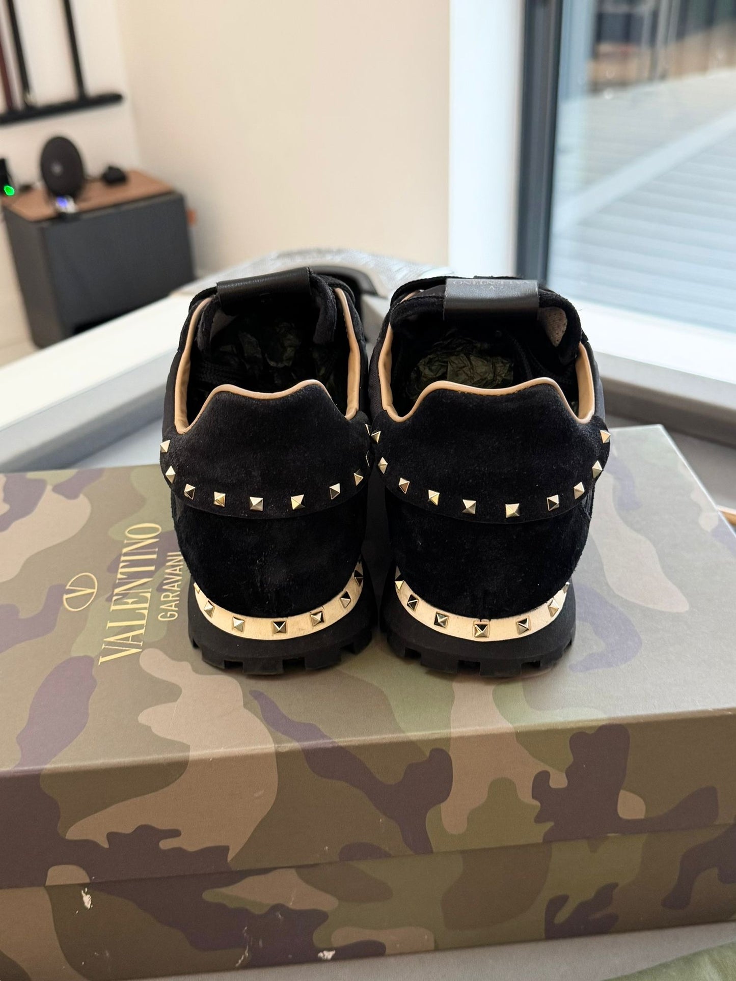 Valentino Garavani Black Suede Rockrunner Camo Trainers - UK7 (EU41)