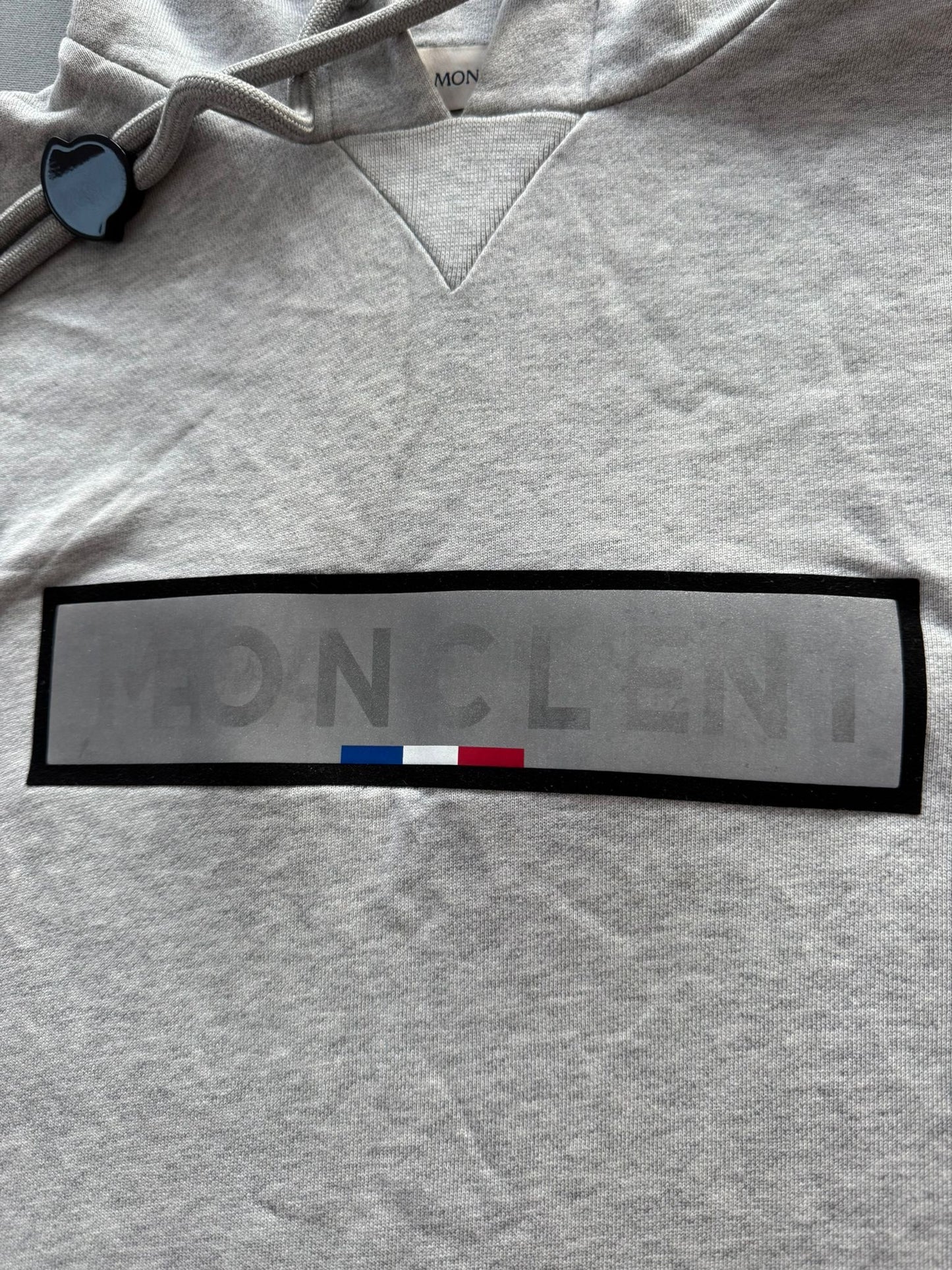 Moncler Maglia Grey Reflective Bar Hooded Sweater - Large (23''ptp)