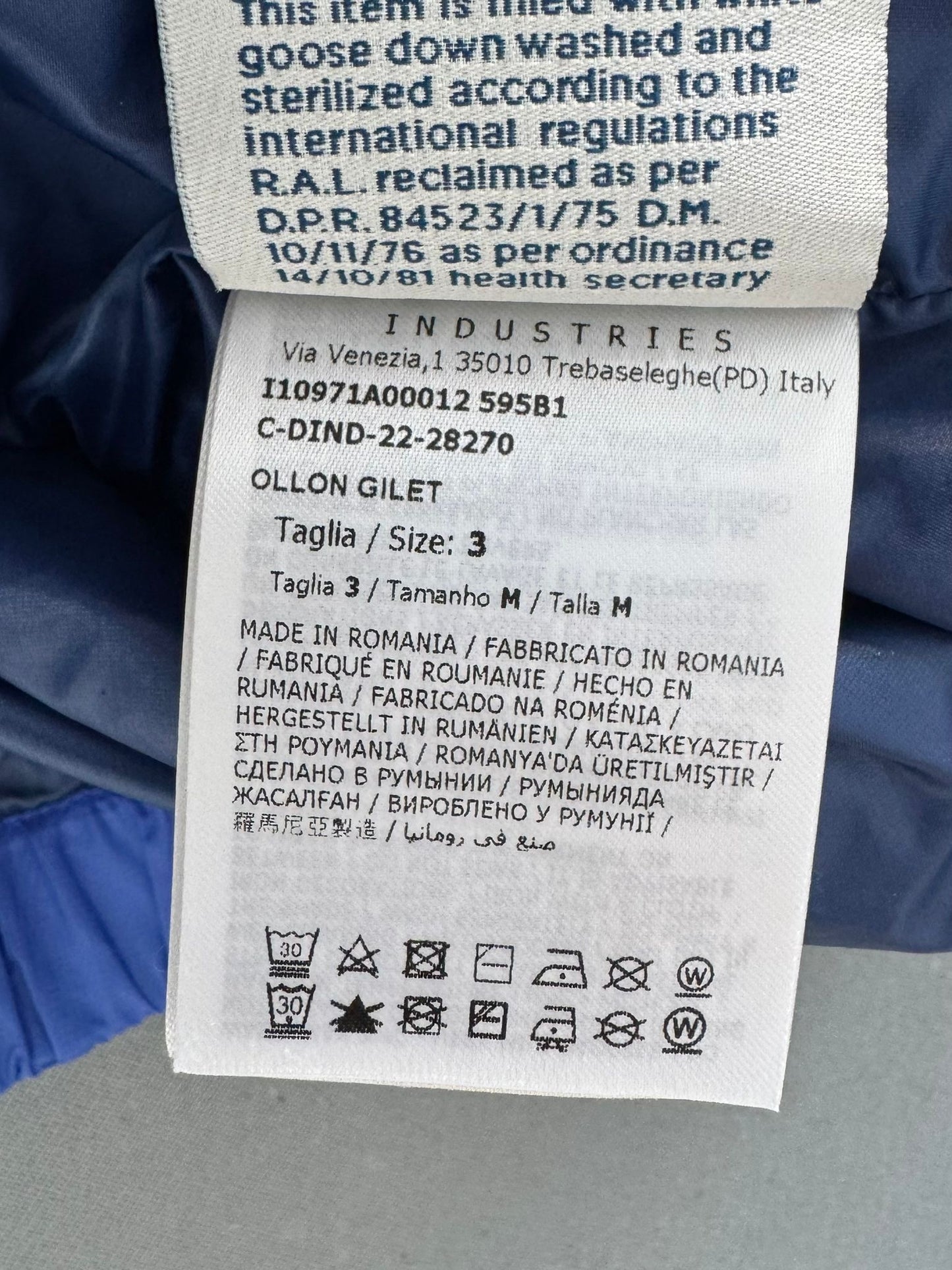 Moncler Grenoble Ollon Blue Gilet - Size: 3 (Medium) 22''ptp