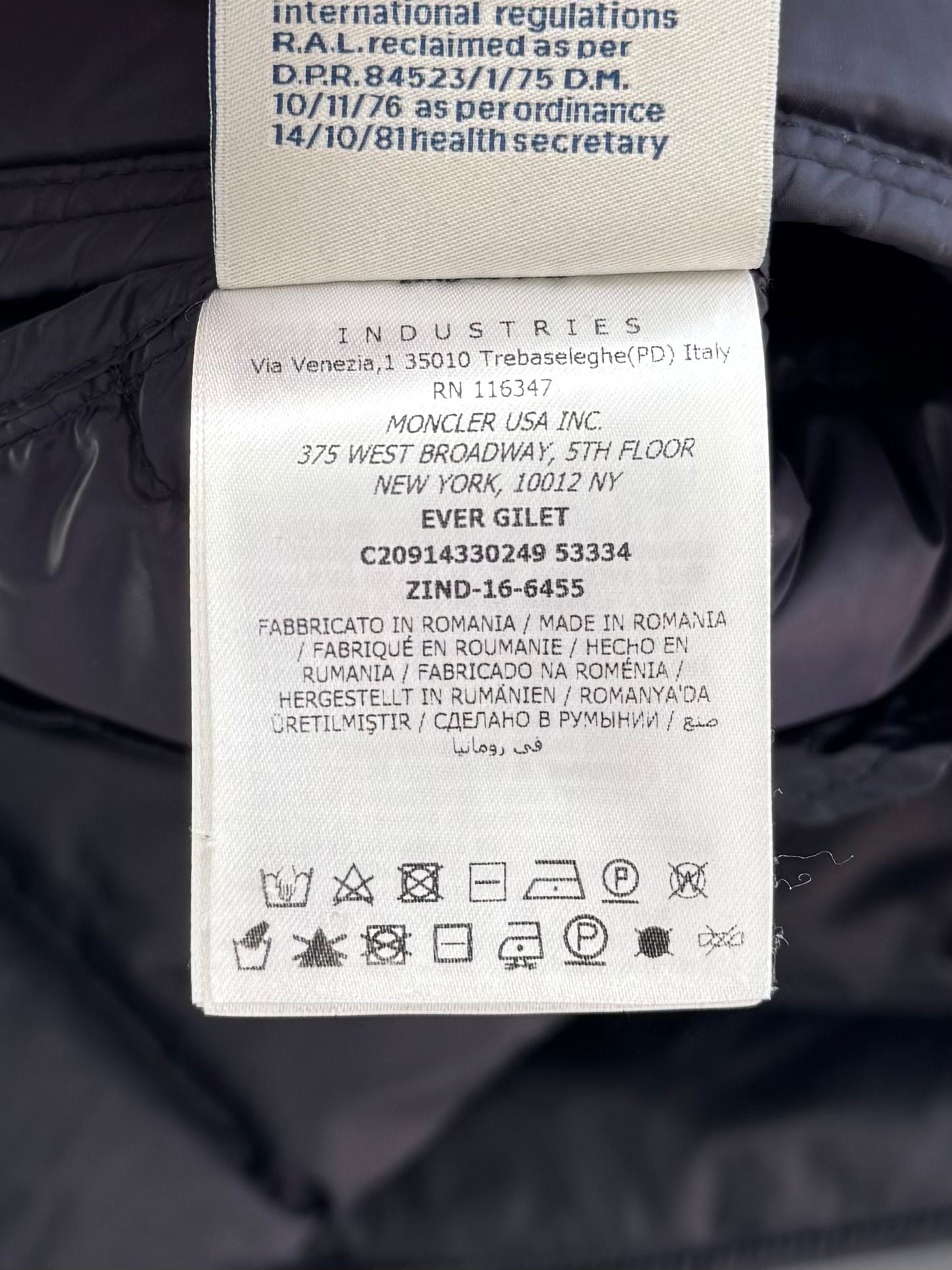 Moncler Navy Ever Gilet - XL (Size 5) - 24” PTP