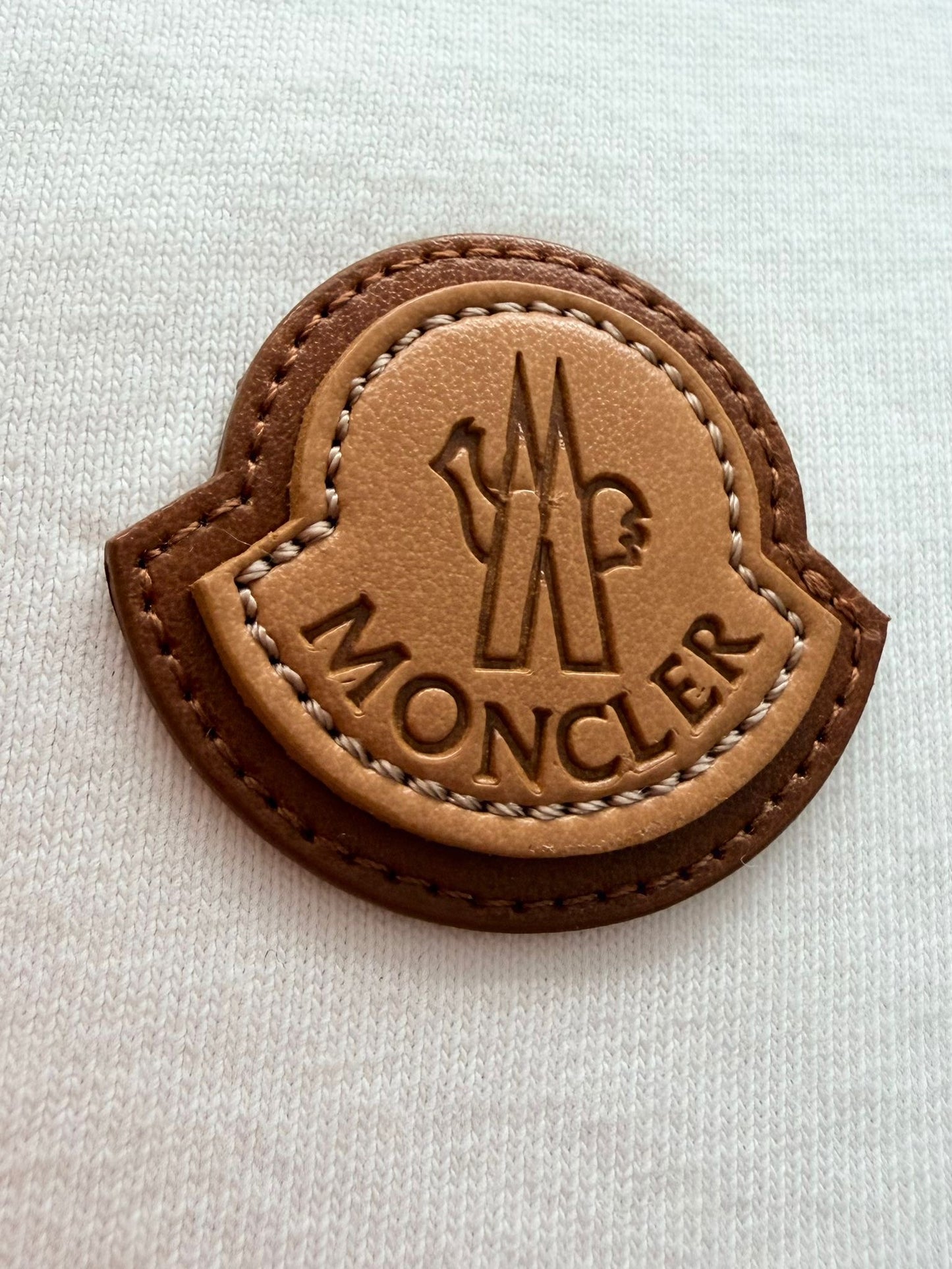 Moncler Leather Logo Patch Cotton T-Shirt - Large 23.5''ptp