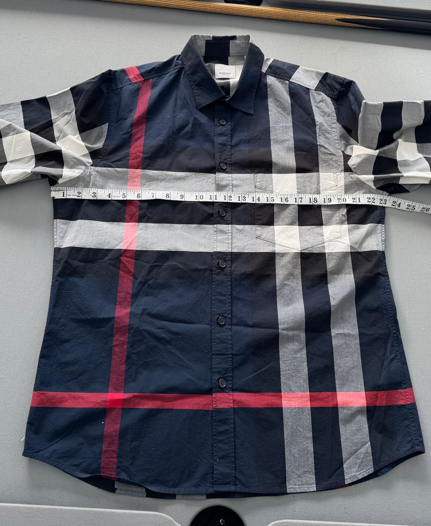 Burberry Navy Somerton Long Sleeve Check Shirt - Xtra Large (23''ptp)