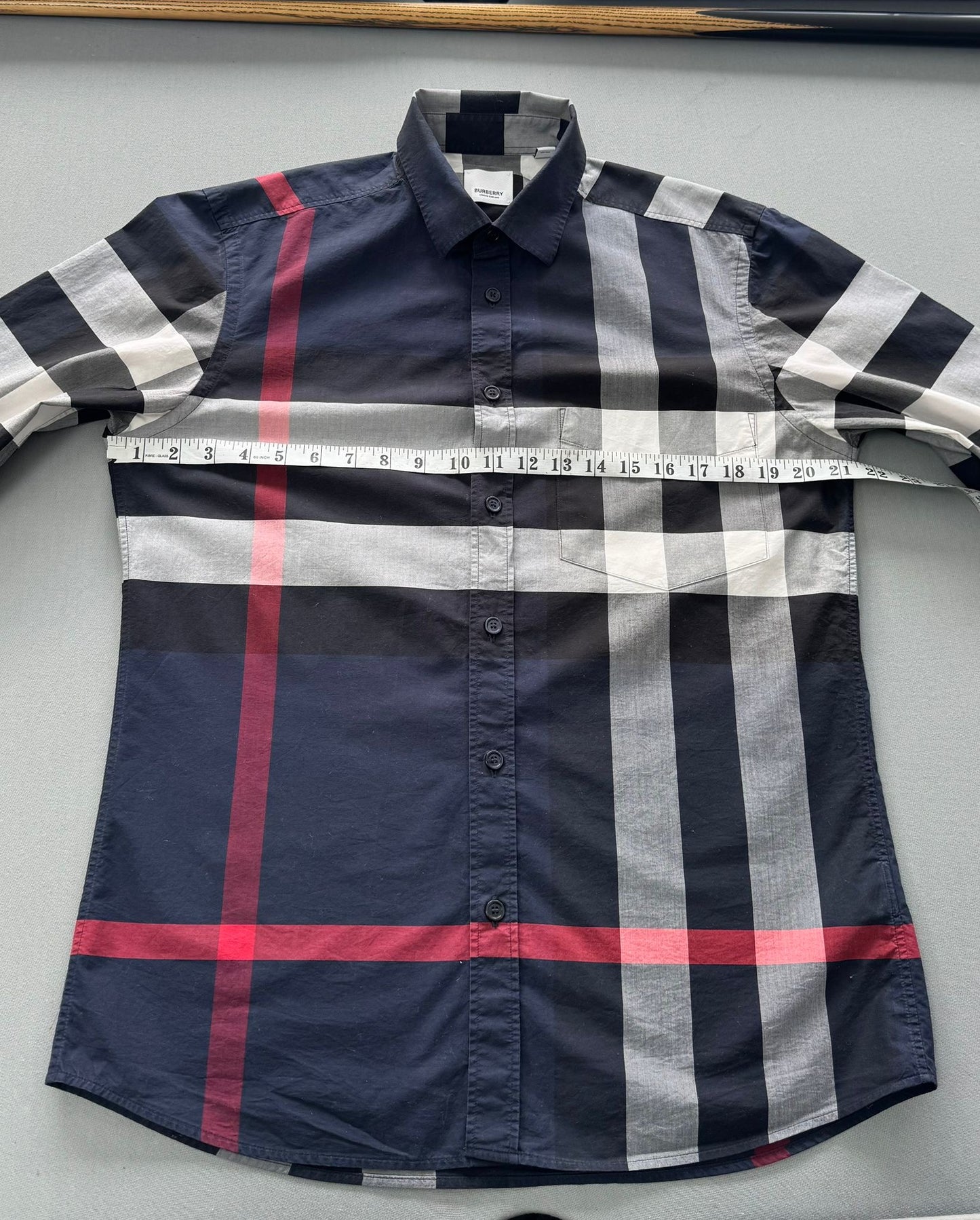 Burberry Navy Somerton Long Sleeve Check Shirt - Medium (21.5''ptp)
