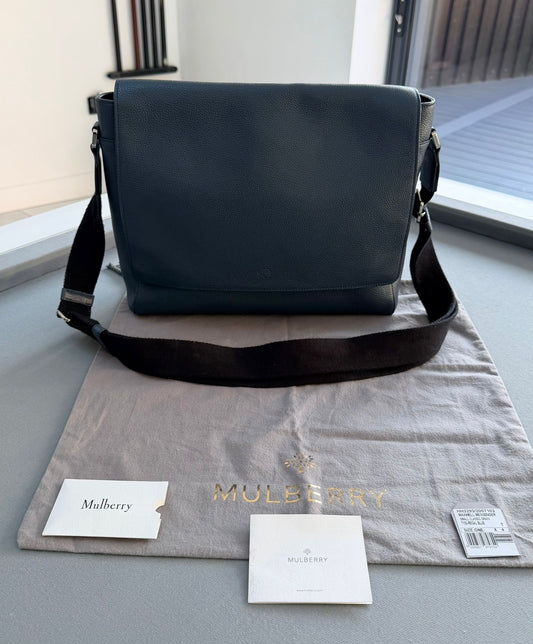 Mulberry Maxwell Large Messenger Leather Bag In Regal Blue