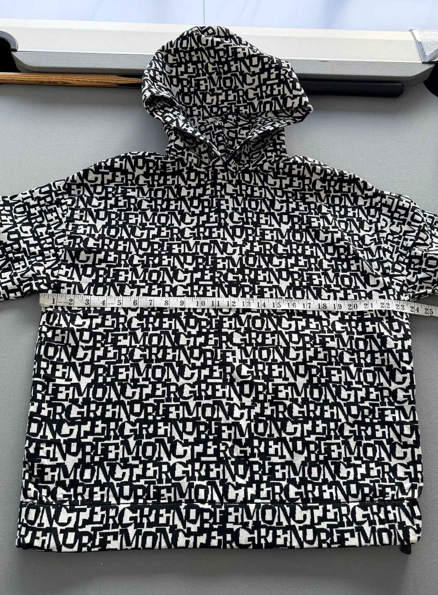 Moncler Grenoble All-Over Logo Print Tricot Hoodie - Medium (23.5''ptp)
