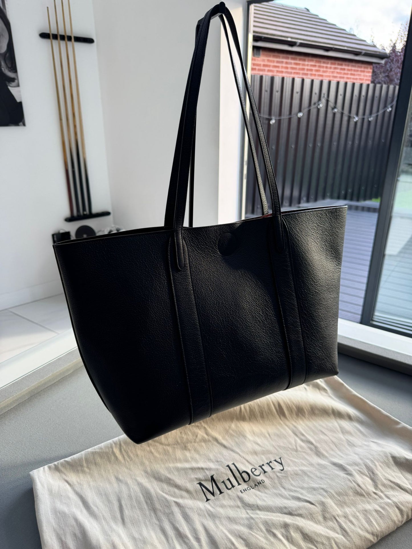 Mulberry Bayswater Tote In Night Sky Classic Grain With Silver Hardware