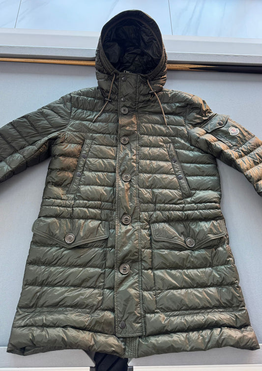 Moncler Benjamin Quilted Khaki Jacket - Size 3 (22''ptp)