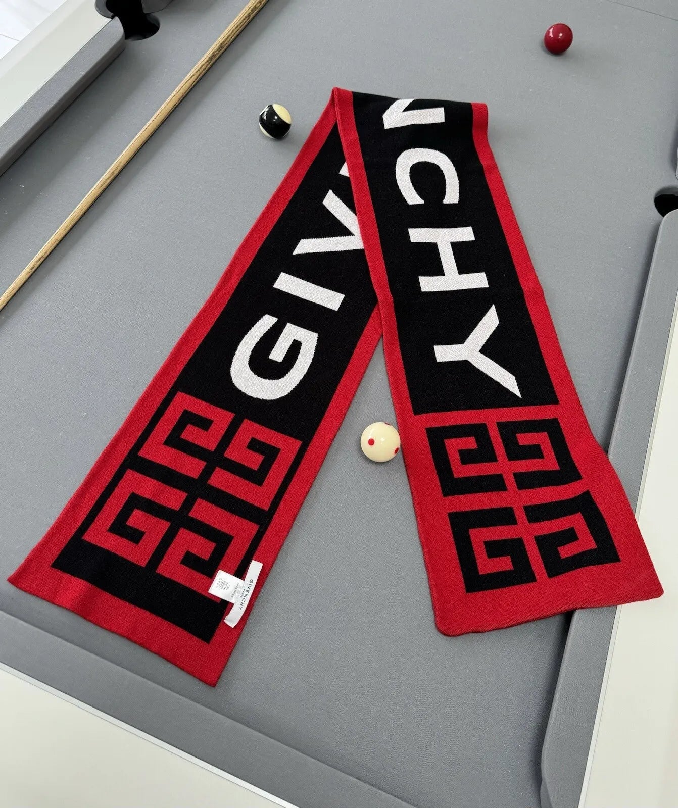 Givenchy Black & Red Logo Scarf