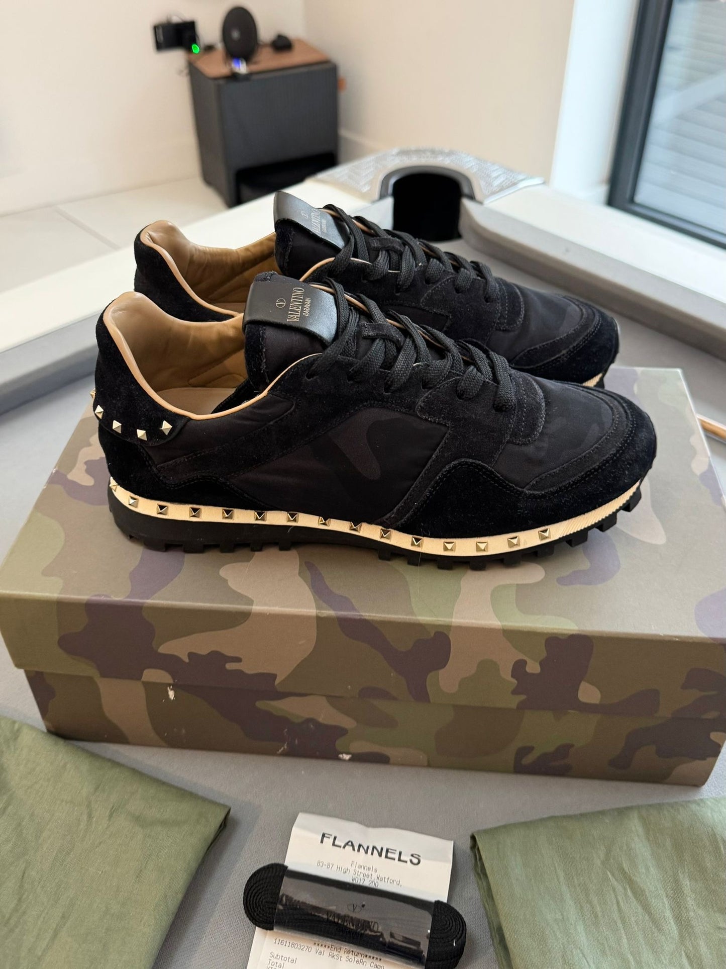 Valentino Garavani Black Suede Rockrunner Camo Trainers - UK7 (EU41)