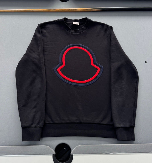 Moncler Maglia Bell Logo Black Sweater - Size: XL (24''PTP)