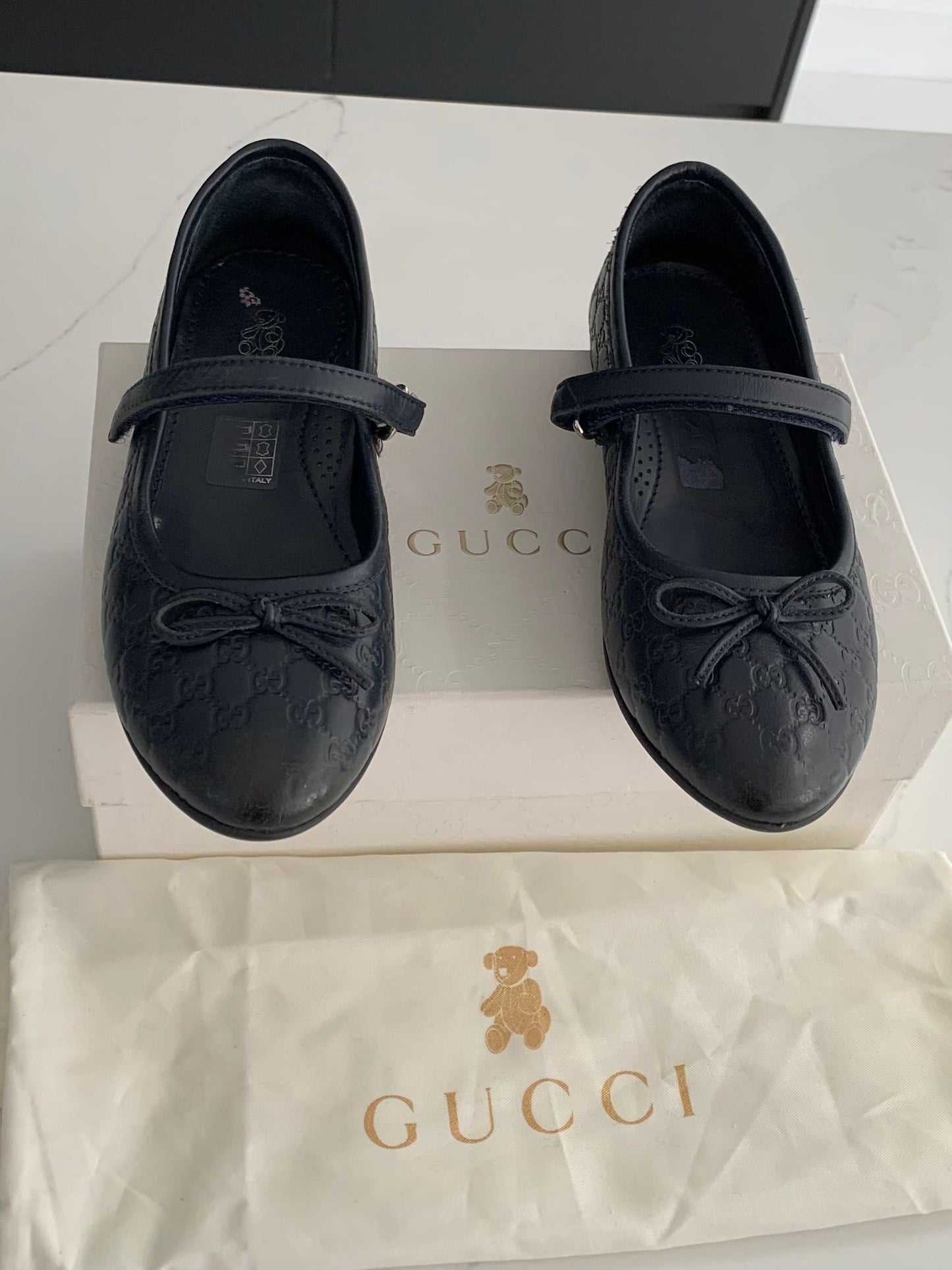 Gucci Girls Navy Thea Dolly Shoes - Size 12 (EU30)