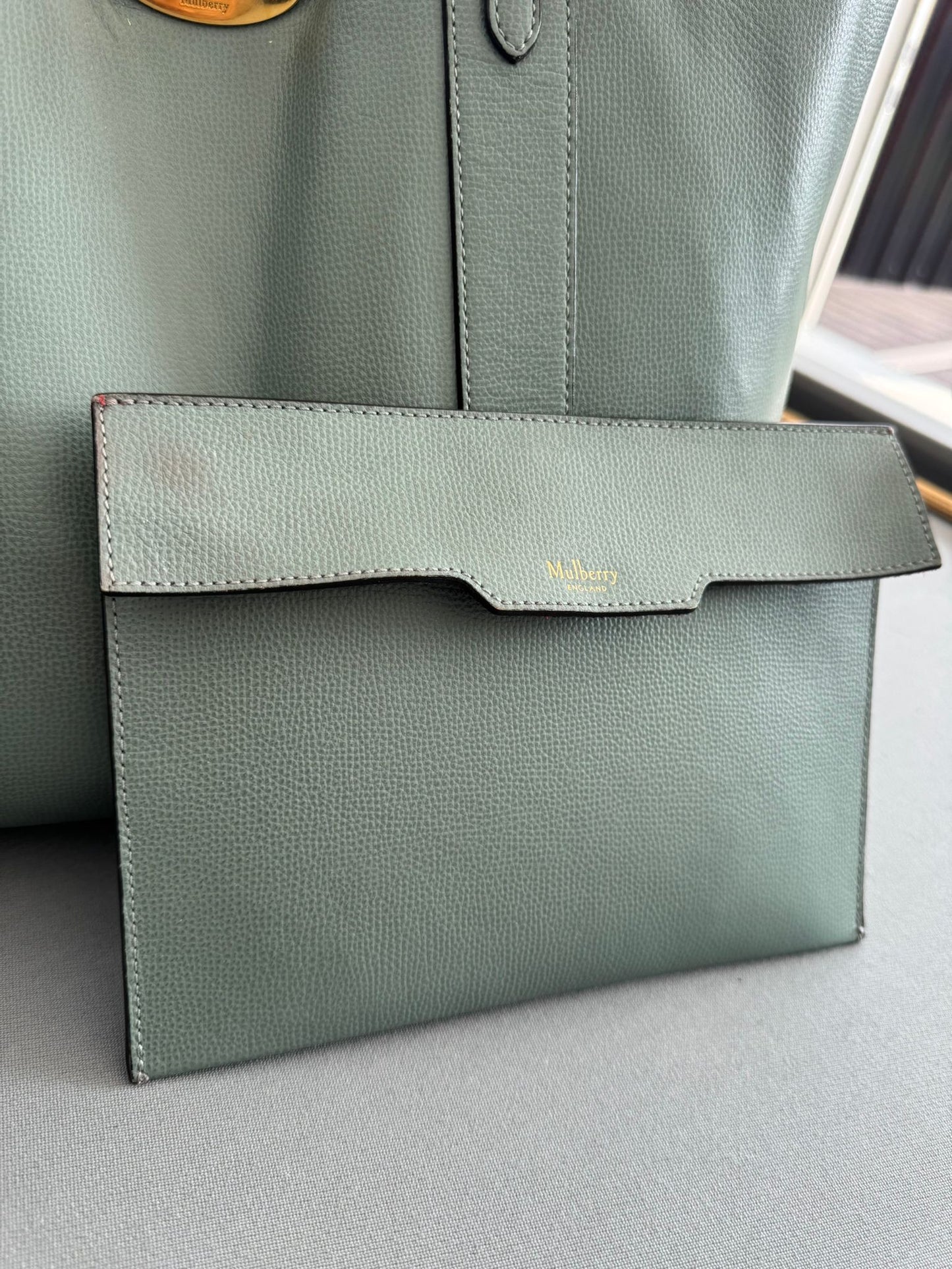 Mulberry Bayswater Tote In Antique Blue With Gold Hardware - Limited Edition