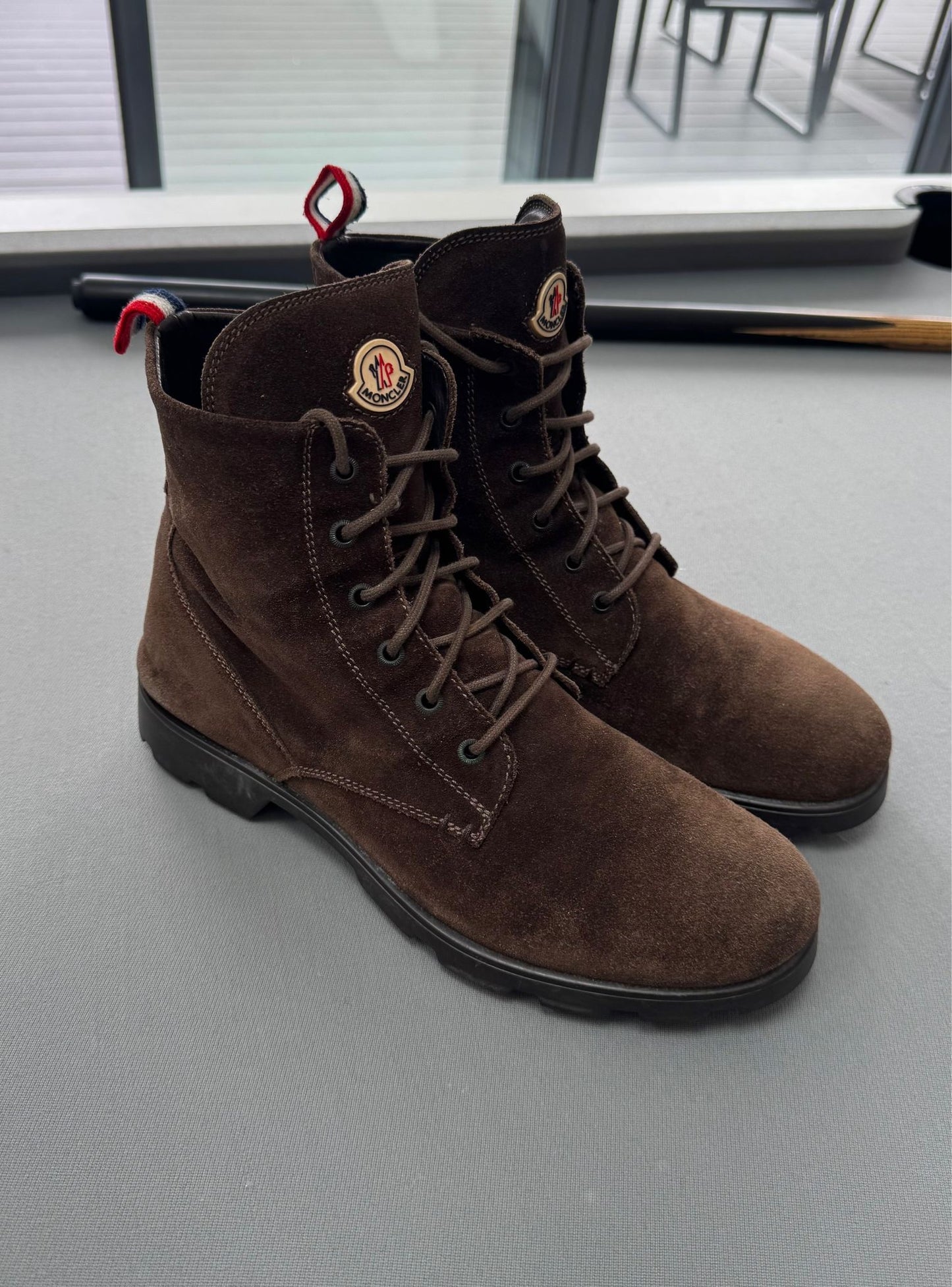 Moncler Brown Suede Combat Boots - EU41 - UK7 (Fit UK8)