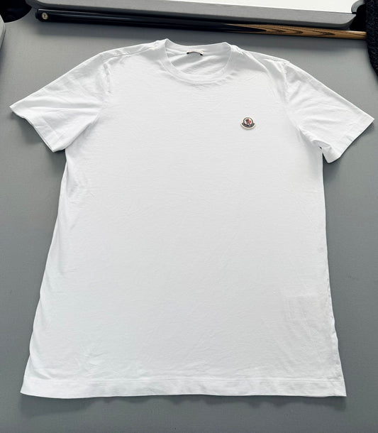 Moncler White Cotton Logo Round Neck TShirt - XL (23''ptp)