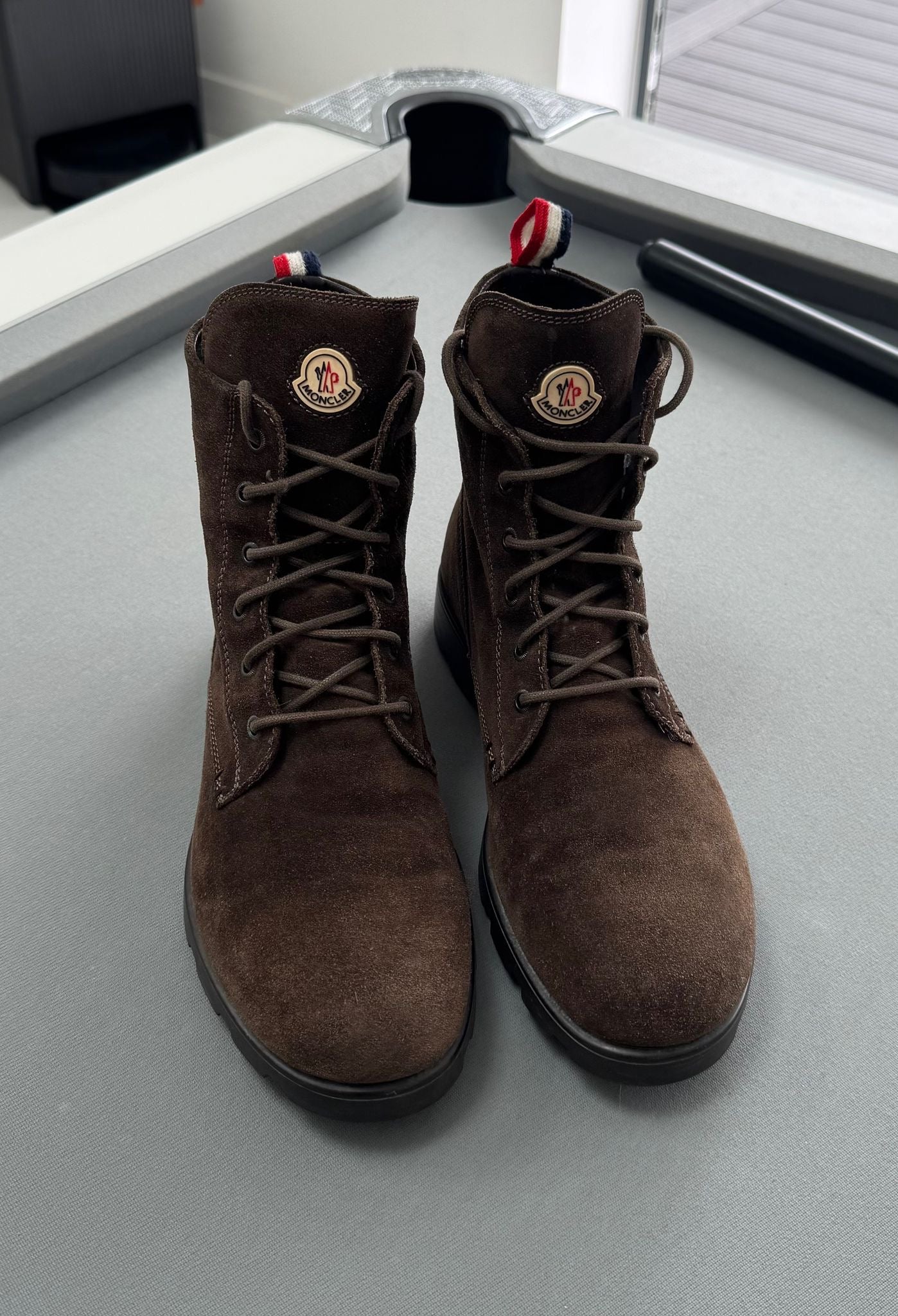 Moncler Brown Suede Combat Boots - EU41 - UK7 (Fit UK8)