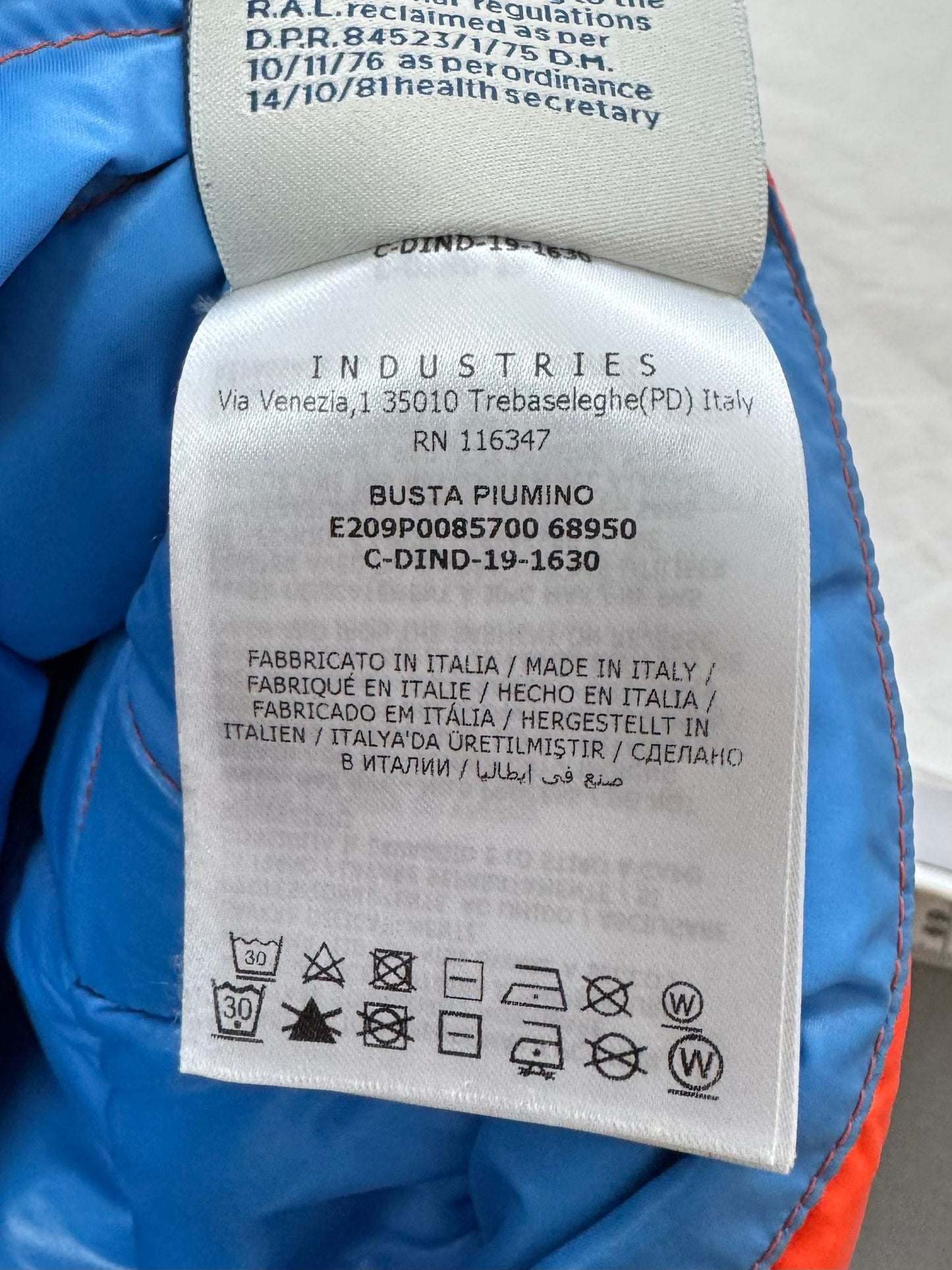 Moncler Puffer Down Busta Piumino Clutch/ Laptop Sleeve In Orange - Brand New In Box