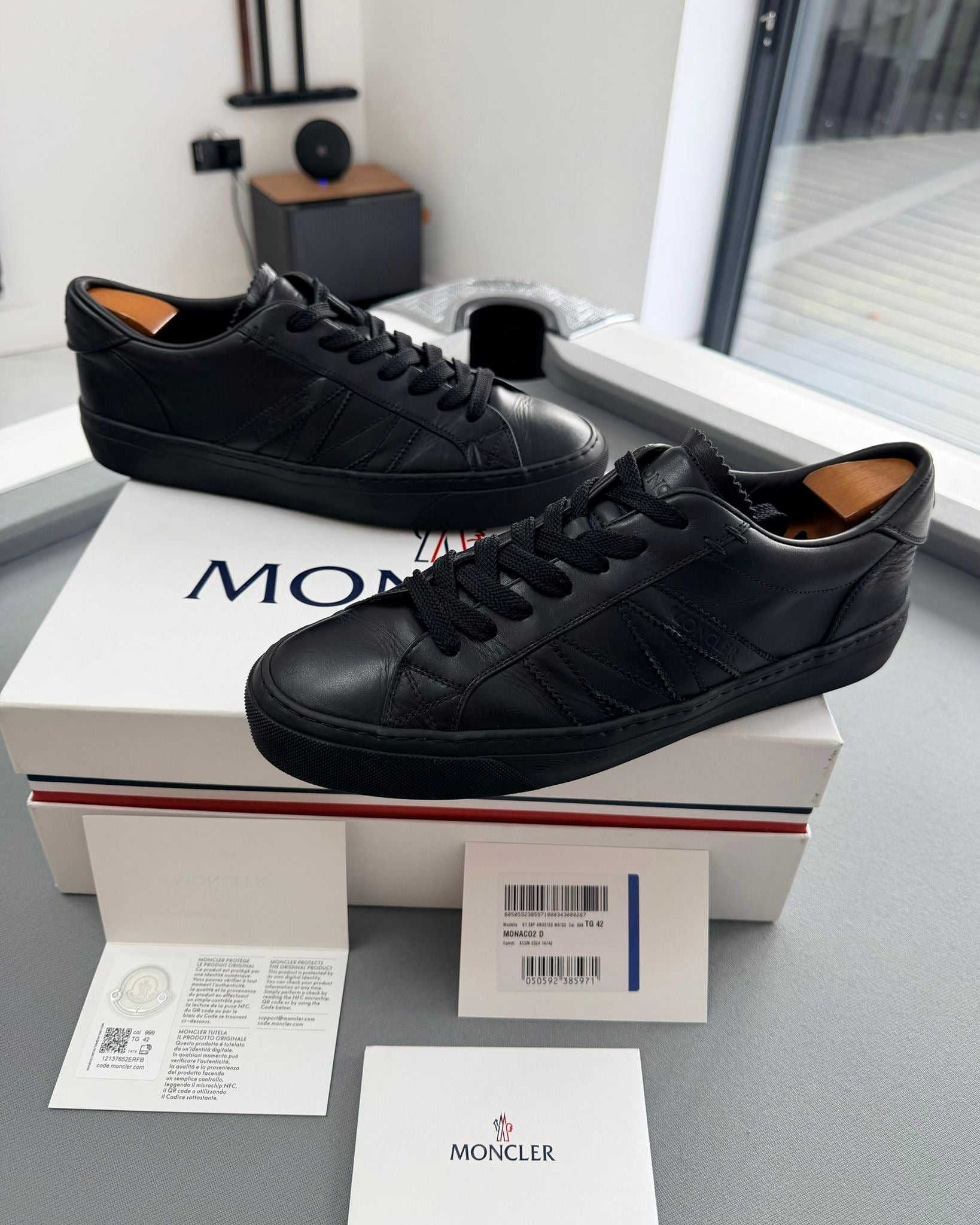 Authentic Pre-Loved Moncler Black Monaco Trainers UK