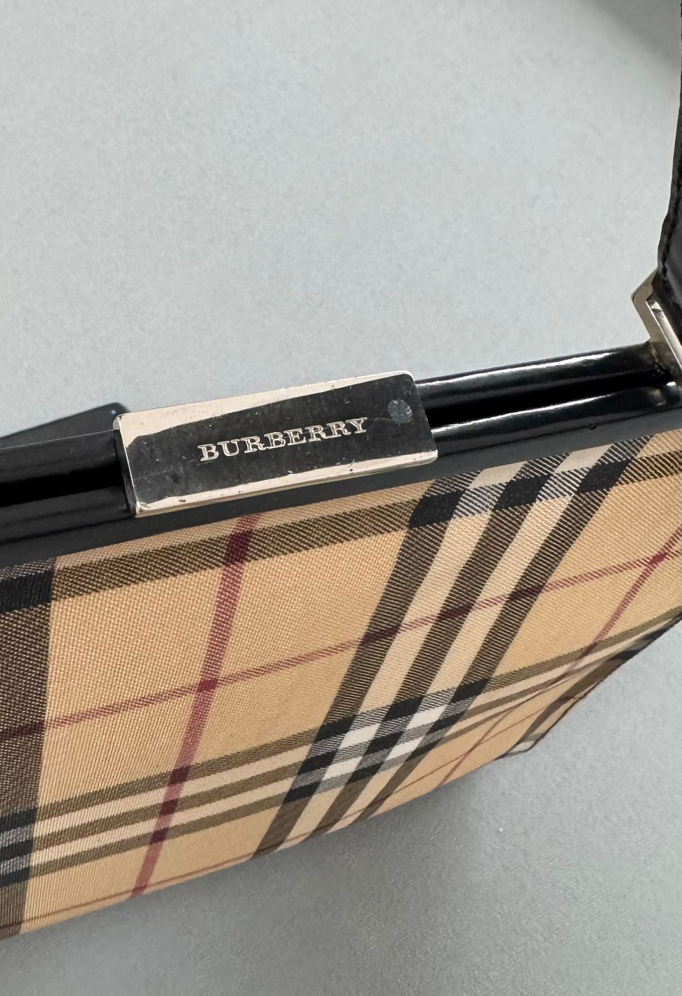 Burberry Check Canvas & Leather Shoulder Bag