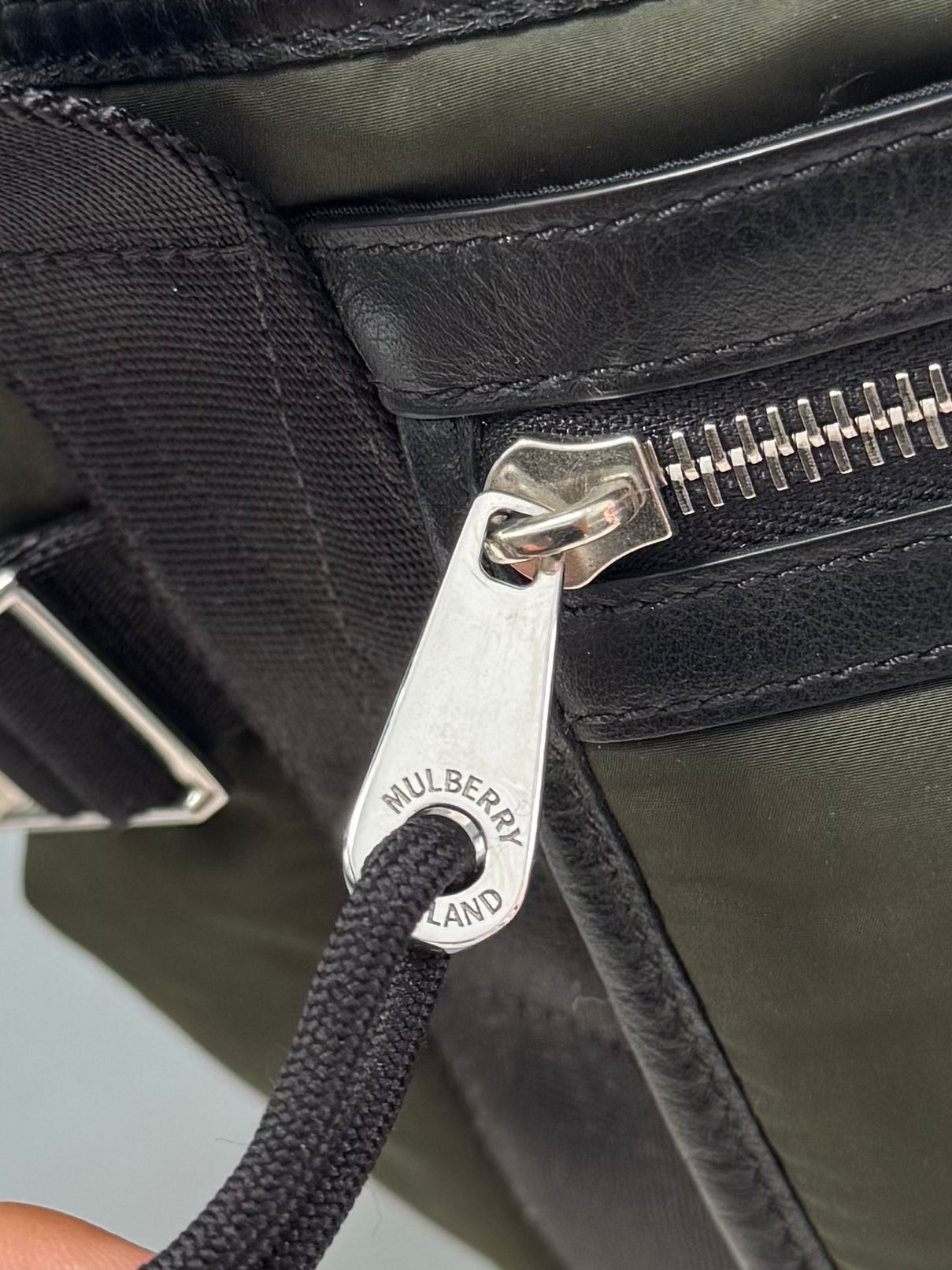 Mulberry Khaki Leather-Trimmed Padded Recycled Nylon Backpack