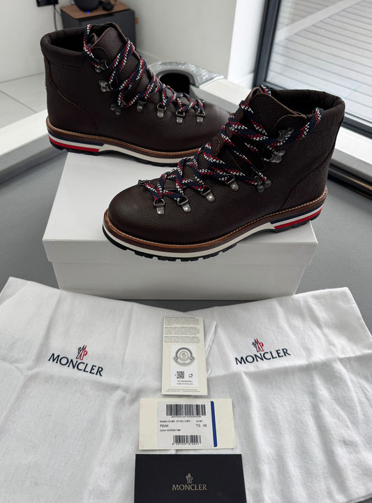 Moncler Brown Leather Mountain Peak Boots - UK9 (EU43)