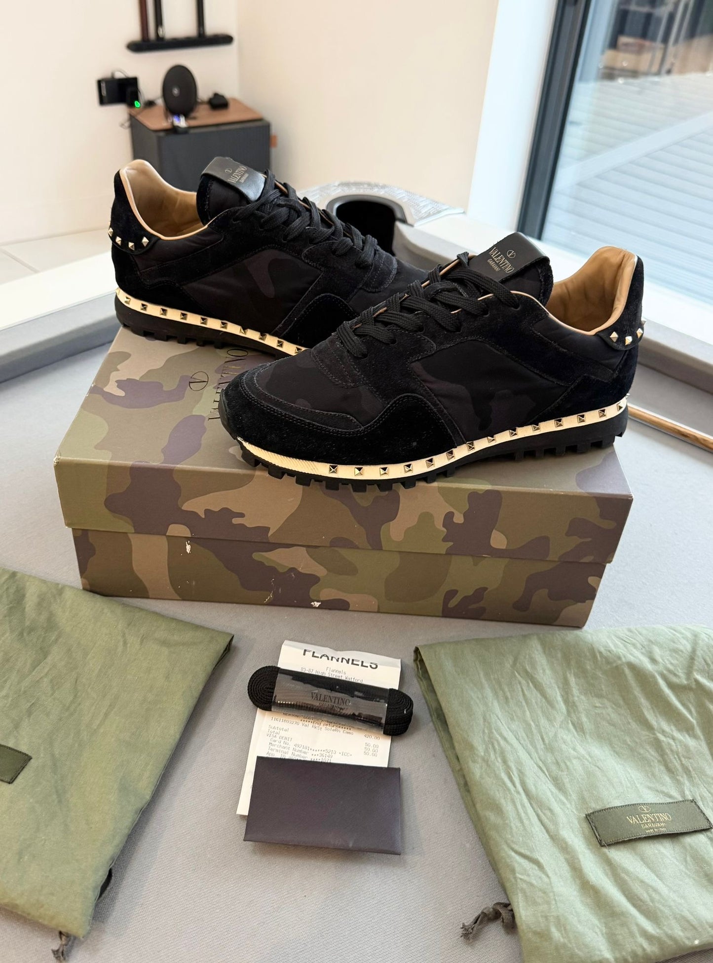 Valentino Garavani Black Suede Rockrunner Camo Trainers - UK7 (EU41)