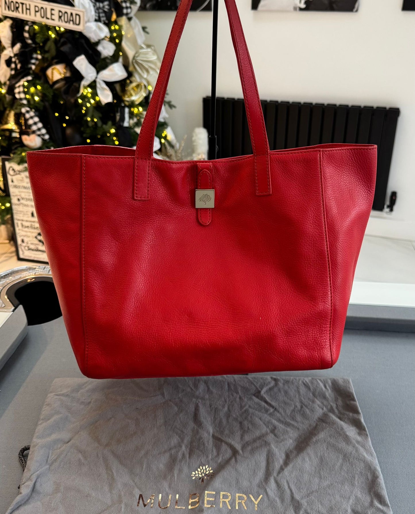 Mulberry Leather Tessie Tote in Poppy Red
