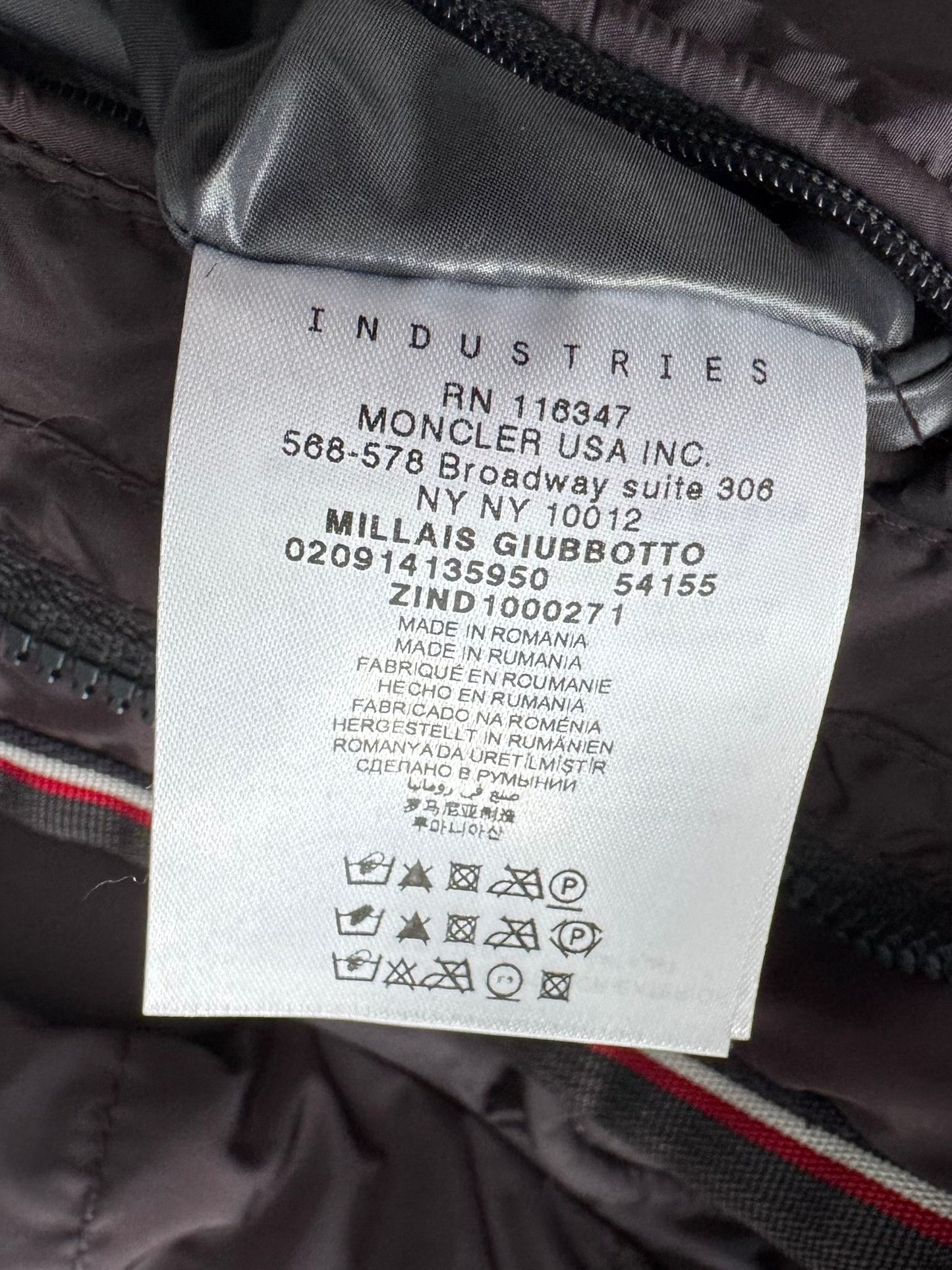 Moncler Millais Grey Down Jacket - Medium - Size 2 (22''ptp)