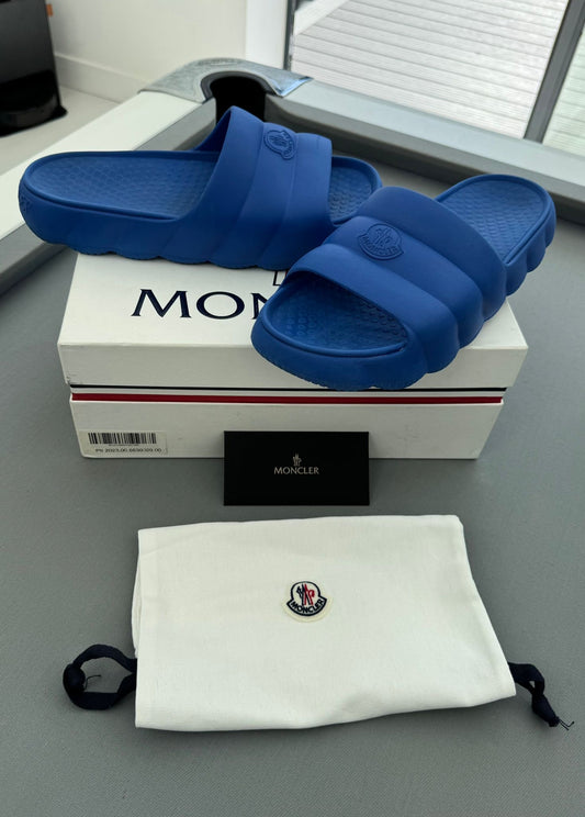 Moncler Blue Lilo Sliders - Size 10 (EU44)