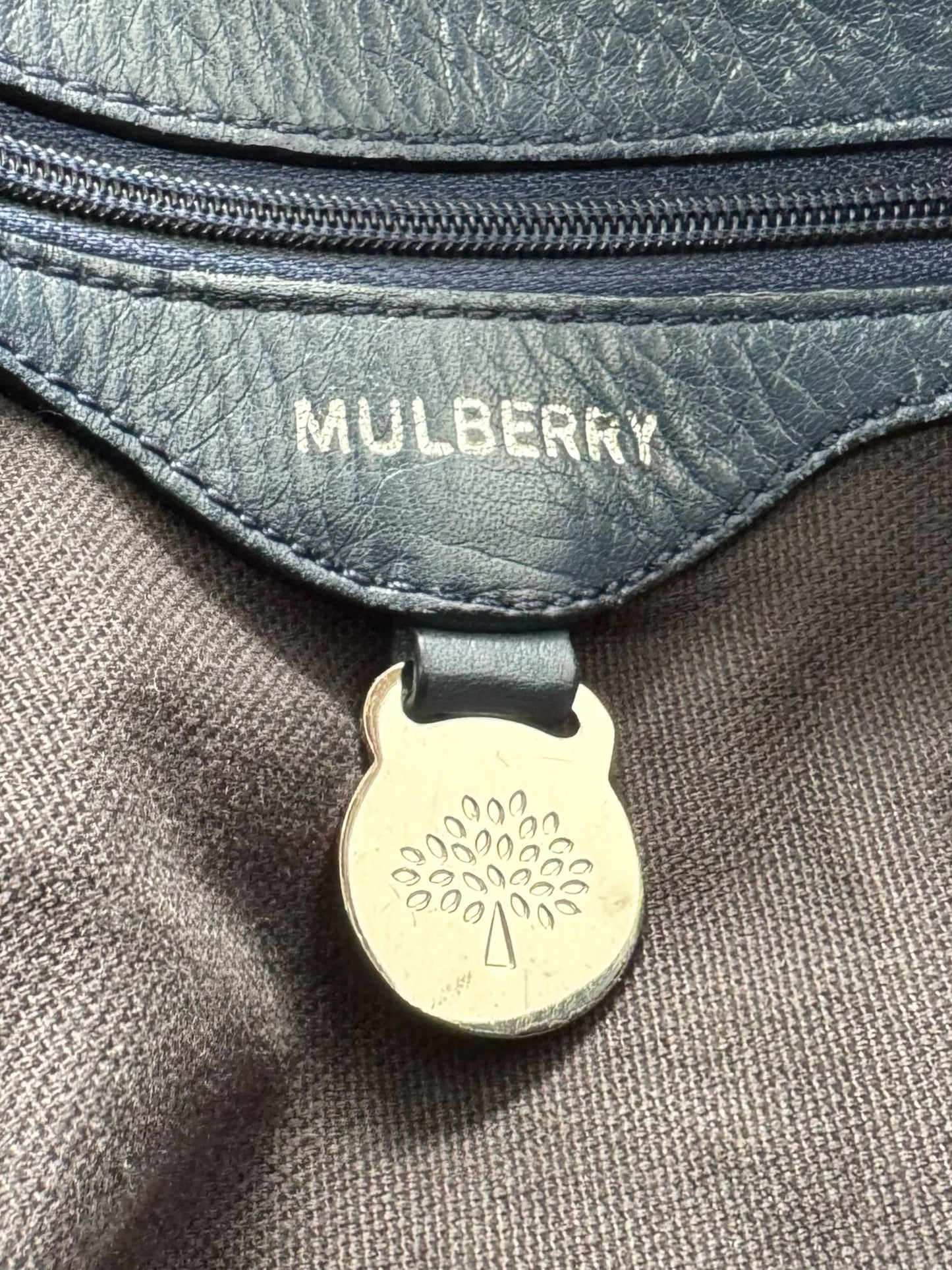 Mulberry Navy Regal Blue Leather Tessie Satchel