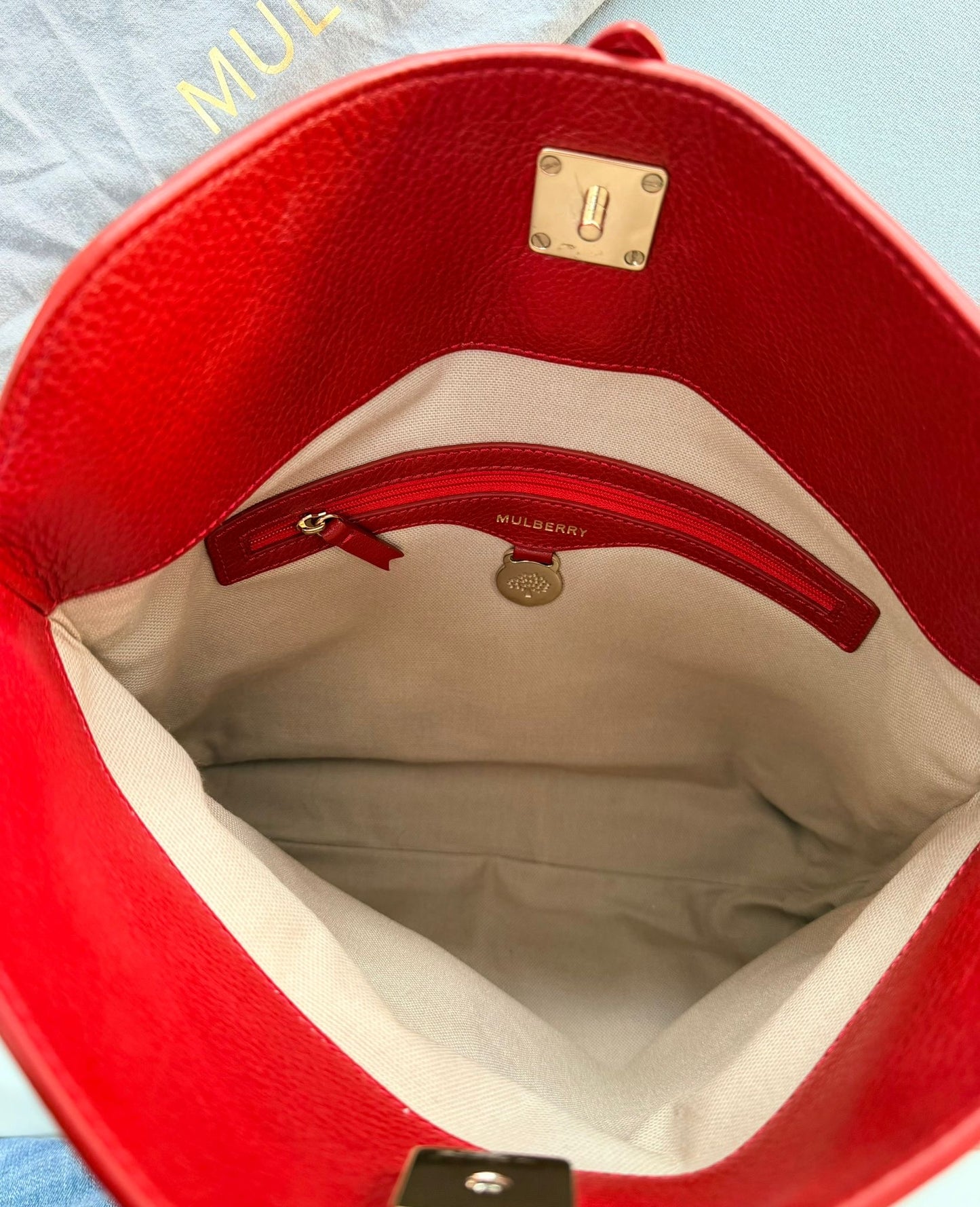 Mulberry Poppy Red Tessie Clutch With Gold Hardware