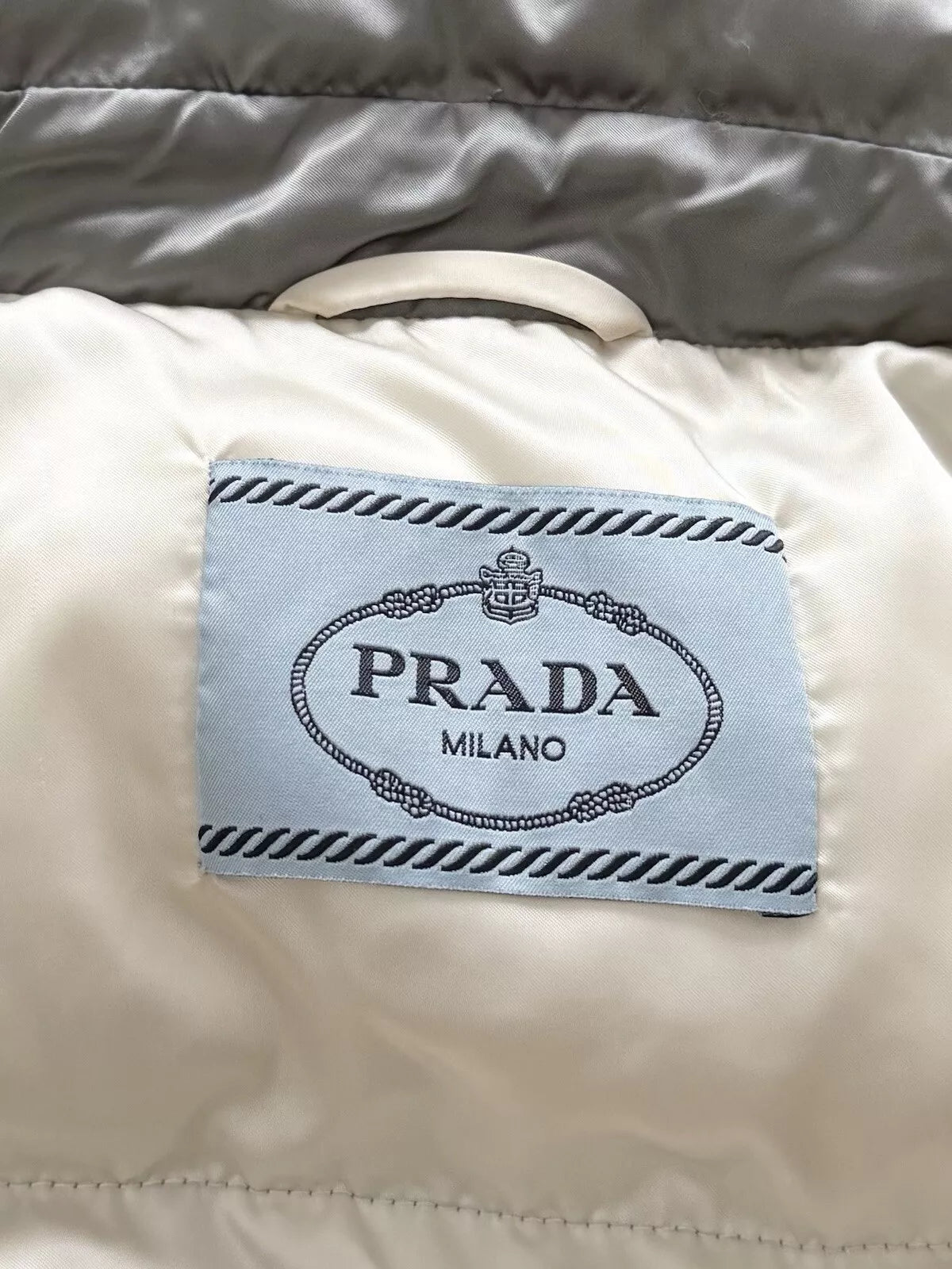 Prada Ladies Steel Grey/Silver Down Puffer Jacket-Size 46 EU-UK 10-12