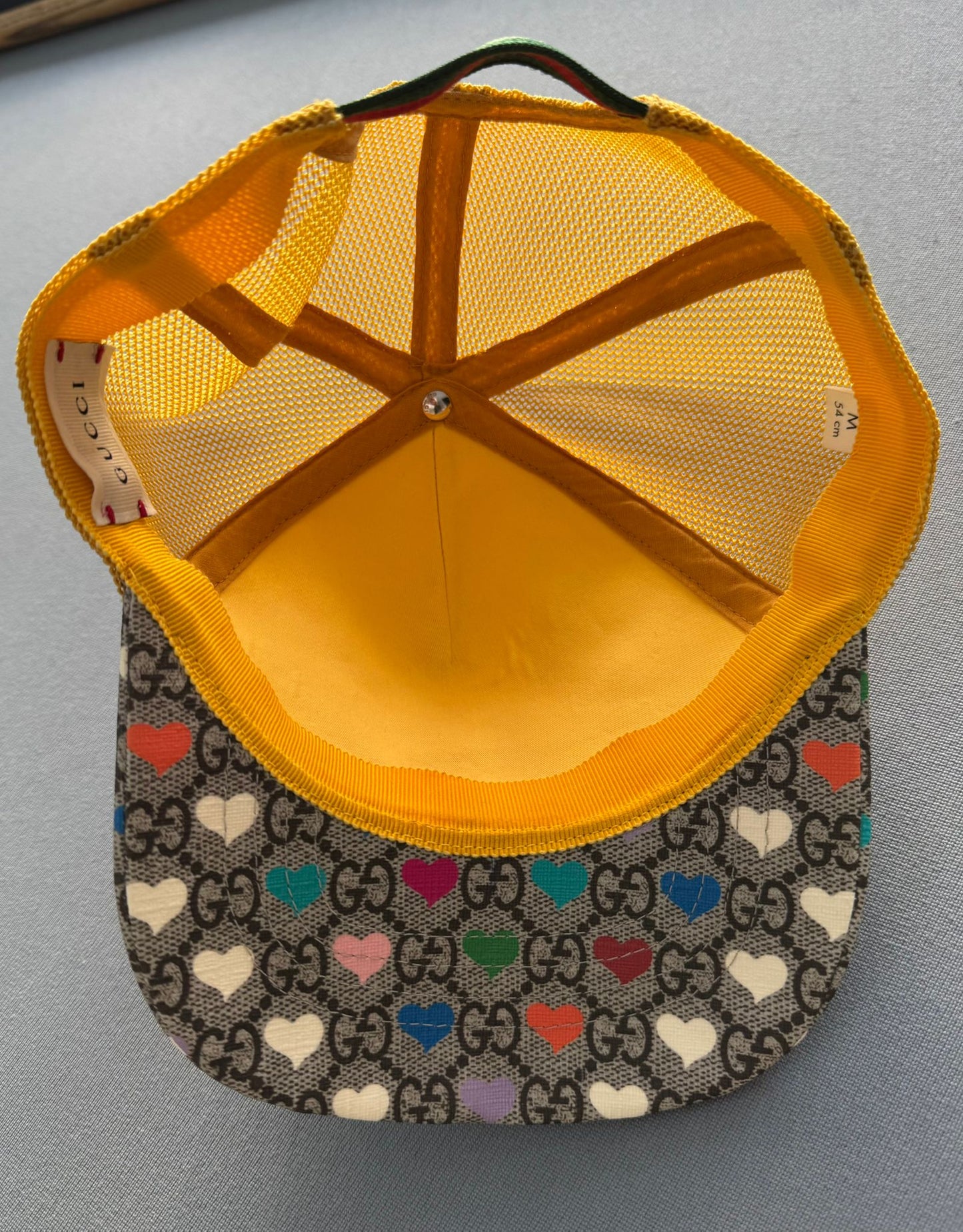 Gucci Kids' GG Heart Baseball Cap In Yellow - Size: M (54cm) Age 7-9