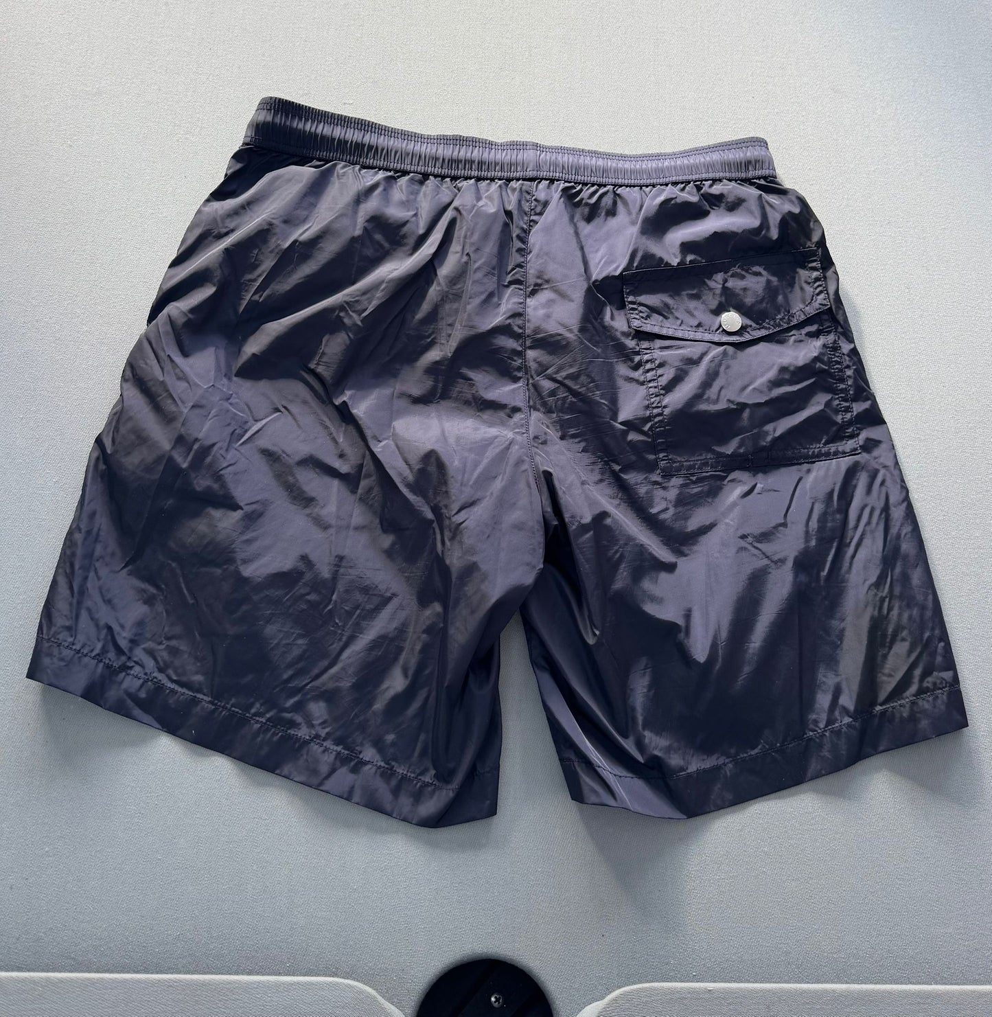 Moncler Navy Logo-Appliquéd Striped Swim Shorts - Size: Medium (Fits 32-34'' waist)