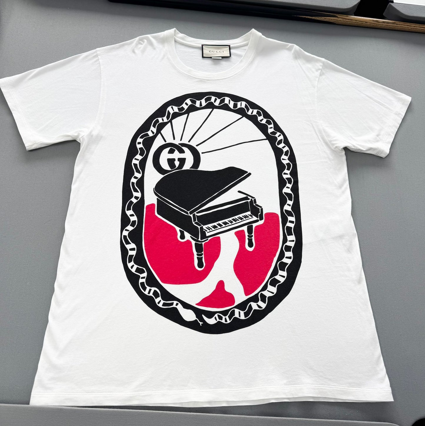 Gucci White Piano T-Shirt - Medium (22.5''ptp)