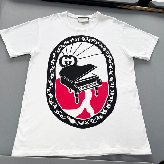 Gucci White Piano T-Shirt - Medium (22.5''ptp)