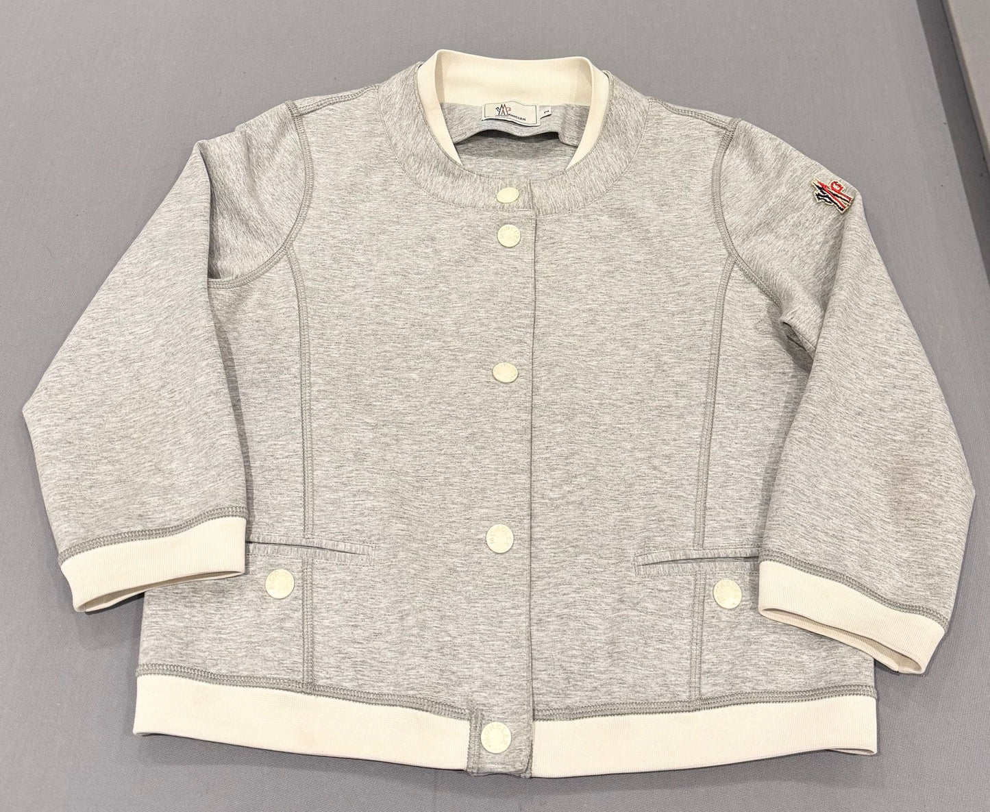 Moncler Grenoble Grey Moder 3/4 Sleeve Cotton Varsity Jacket - Size: 2 (19''ptp)
