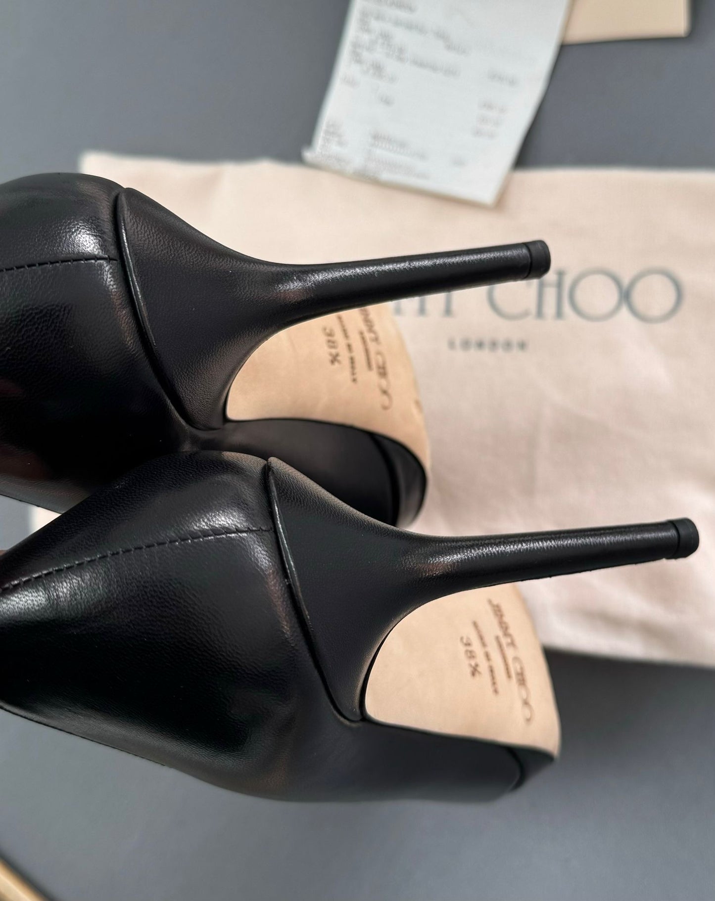Jimmy Choo Black Leather 'Aimee' Pump Heels - Size: UK 5.5 (38.5)