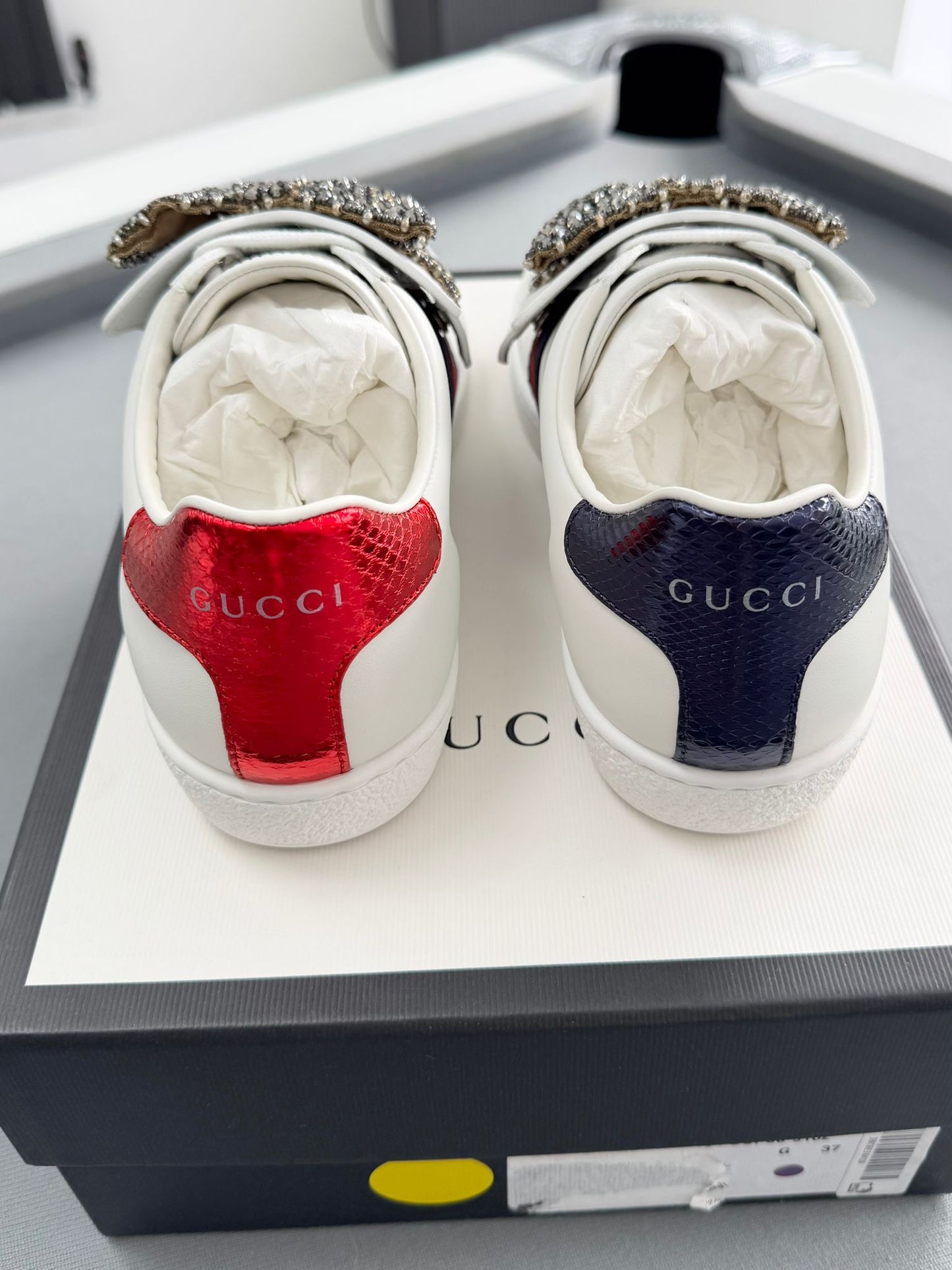 Gucci White Crystal Bow Ace Sneakers Size: UK 4(EU37)